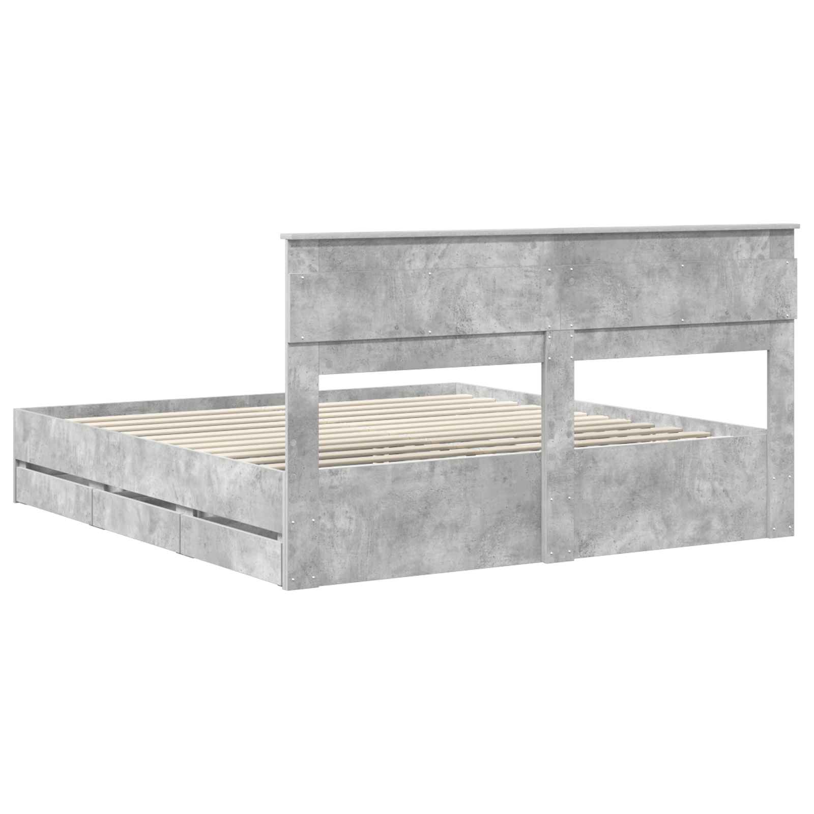 Bedframe met lade Beton Grijs 200 x 200 cm Ingenieurshout is nu te koop bij PeponiXL, paradijselijk wonen!