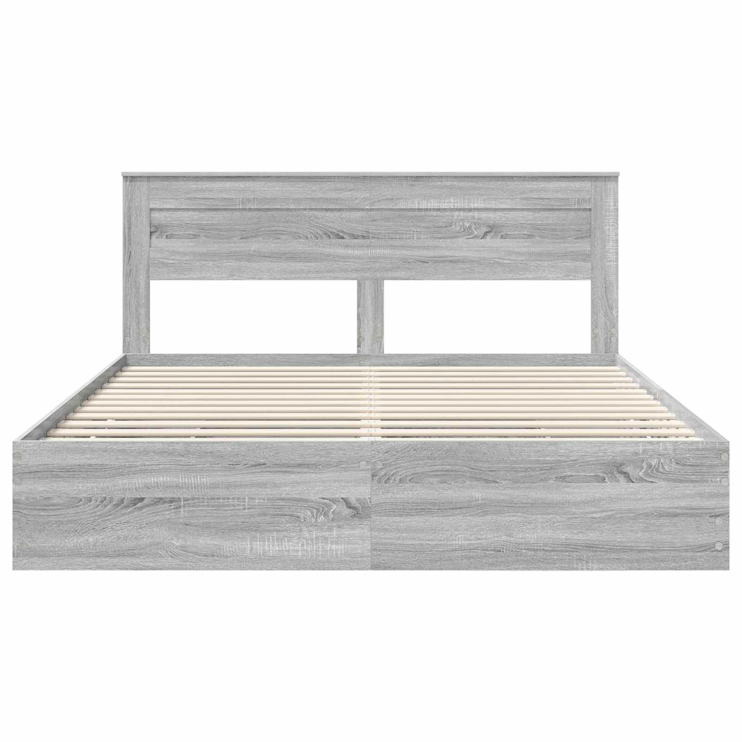 Bedframe met lade Grijs Sonoma 200 x 200 cm Ingenieurshout is nu te koop bij PeponiXL, paradijselijk wonen!
