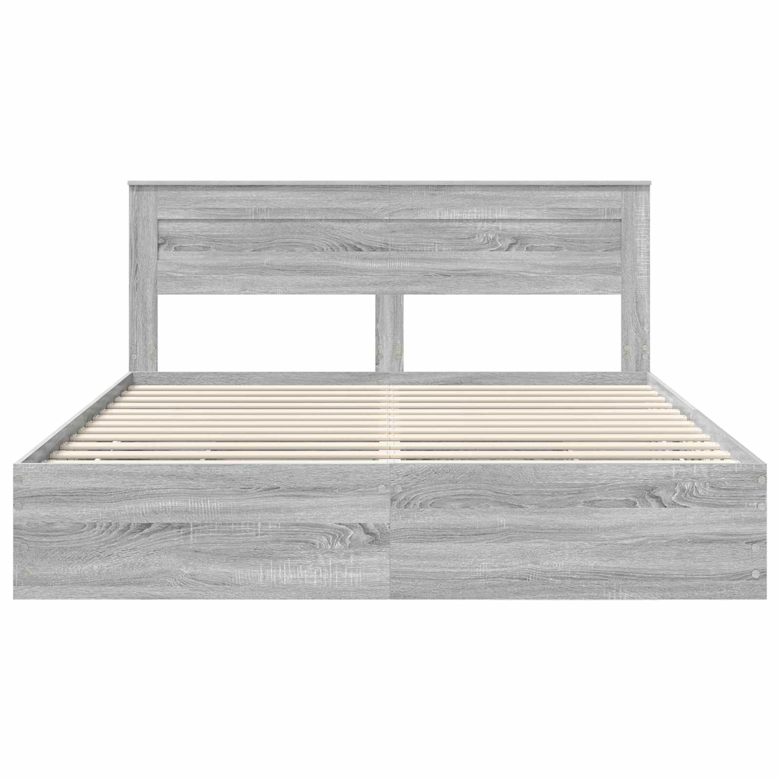 Bedframe met lade Grijs Sonoma 200 x 200 cm Ingenieurshout is nu te koop bij PeponiXL, paradijselijk wonen!