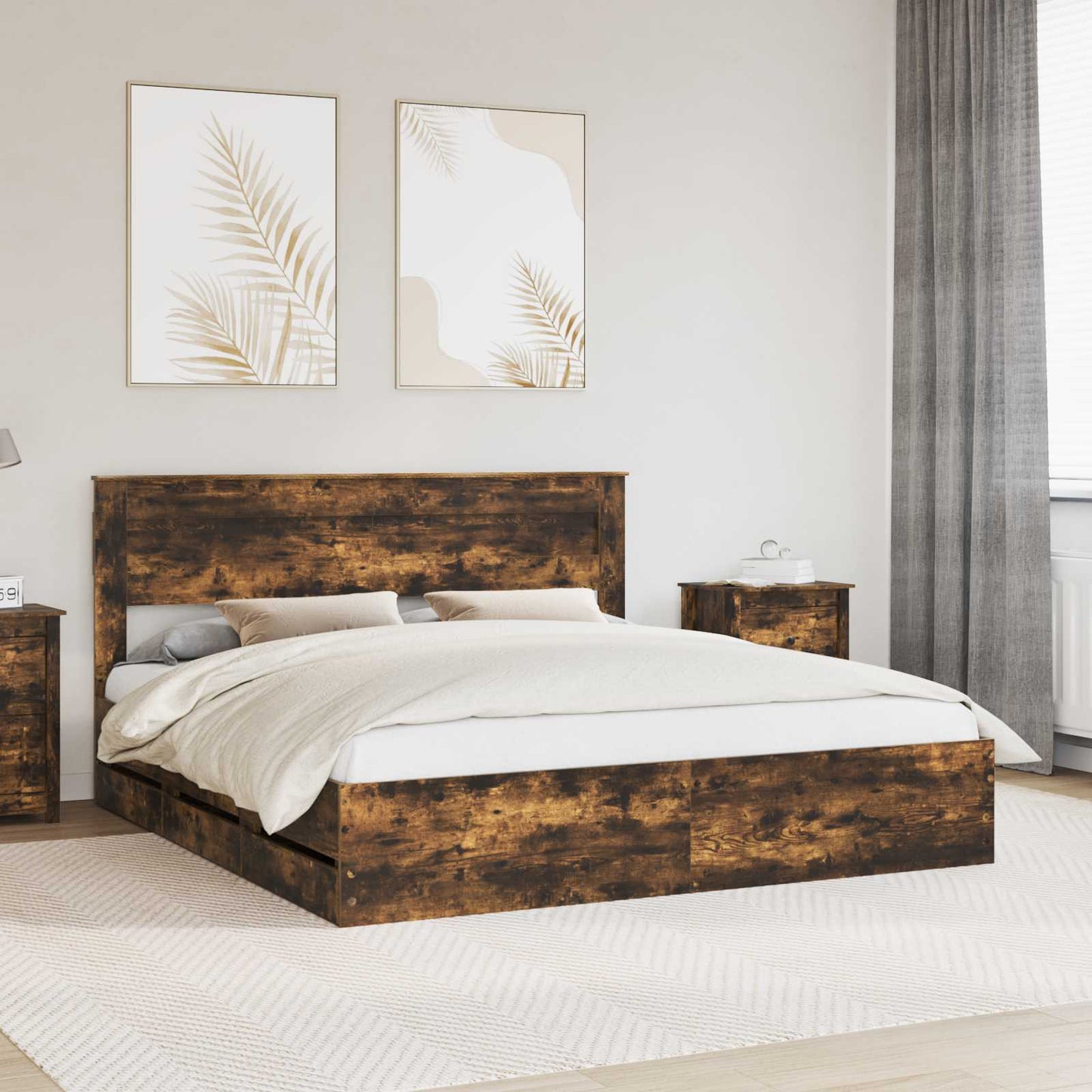 Bedframe met lade Gerookt eiken 180 x 200 cm Ingenieurshout is nu te koop bij PeponiXL, paradijselijk wonen!