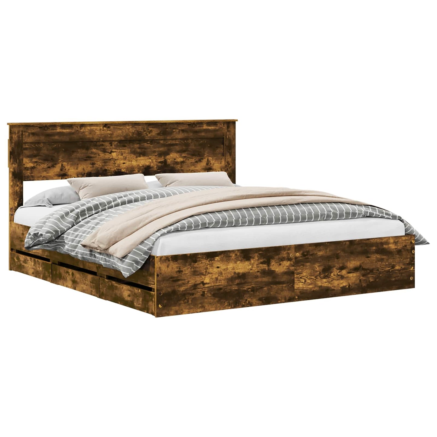 Bedframe met lade Gerookt eiken 180 x 200 cm Ingenieurshout is nu te koop bij PeponiXL, paradijselijk wonen!