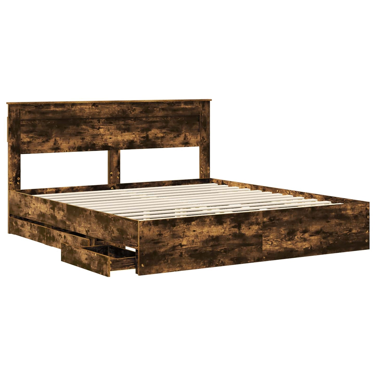Bedframe met lade Gerookt eiken 180 x 200 cm Ingenieurshout is nu te koop bij PeponiXL, paradijselijk wonen!