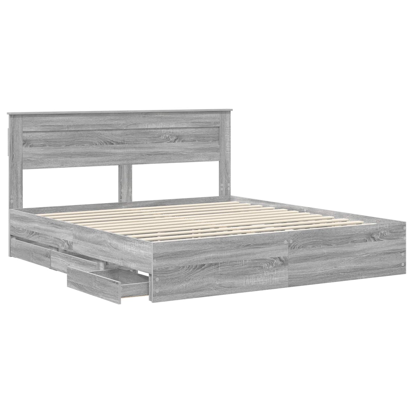 Bedframe met lade Grijs Sonoma 180 x 200 cm Ingenieurshout is nu te koop bij PeponiXL, paradijselijk wonen!