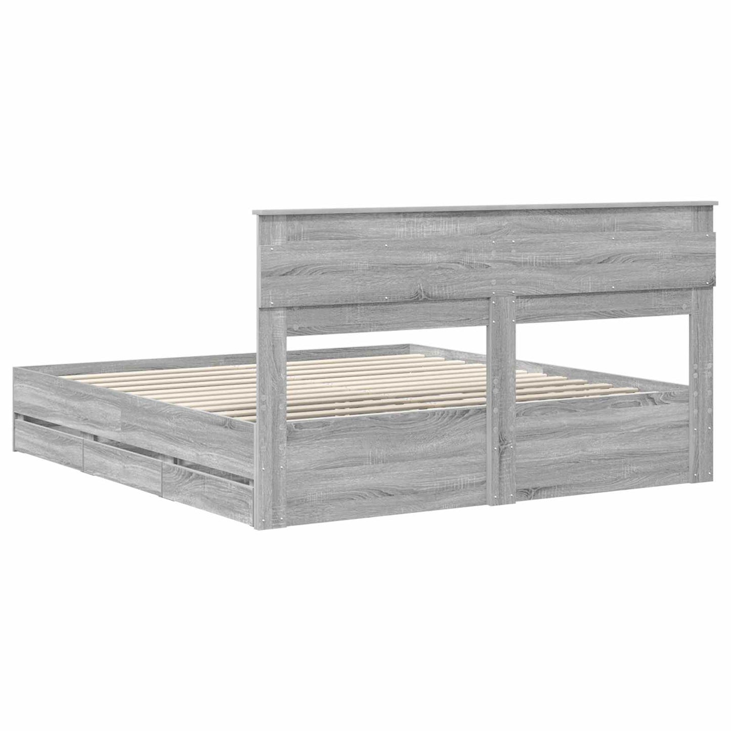 Bedframe met lade Grijs Sonoma 180 x 200 cm Ingenieurshout is nu te koop bij PeponiXL, paradijselijk wonen!