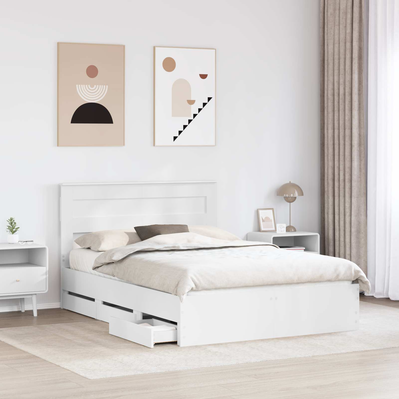 Bedframe met lade met opslag Wit 160 x 200 cm Ingenieurshout is nu te koop bij PeponiXL, paradijselijk wonen!