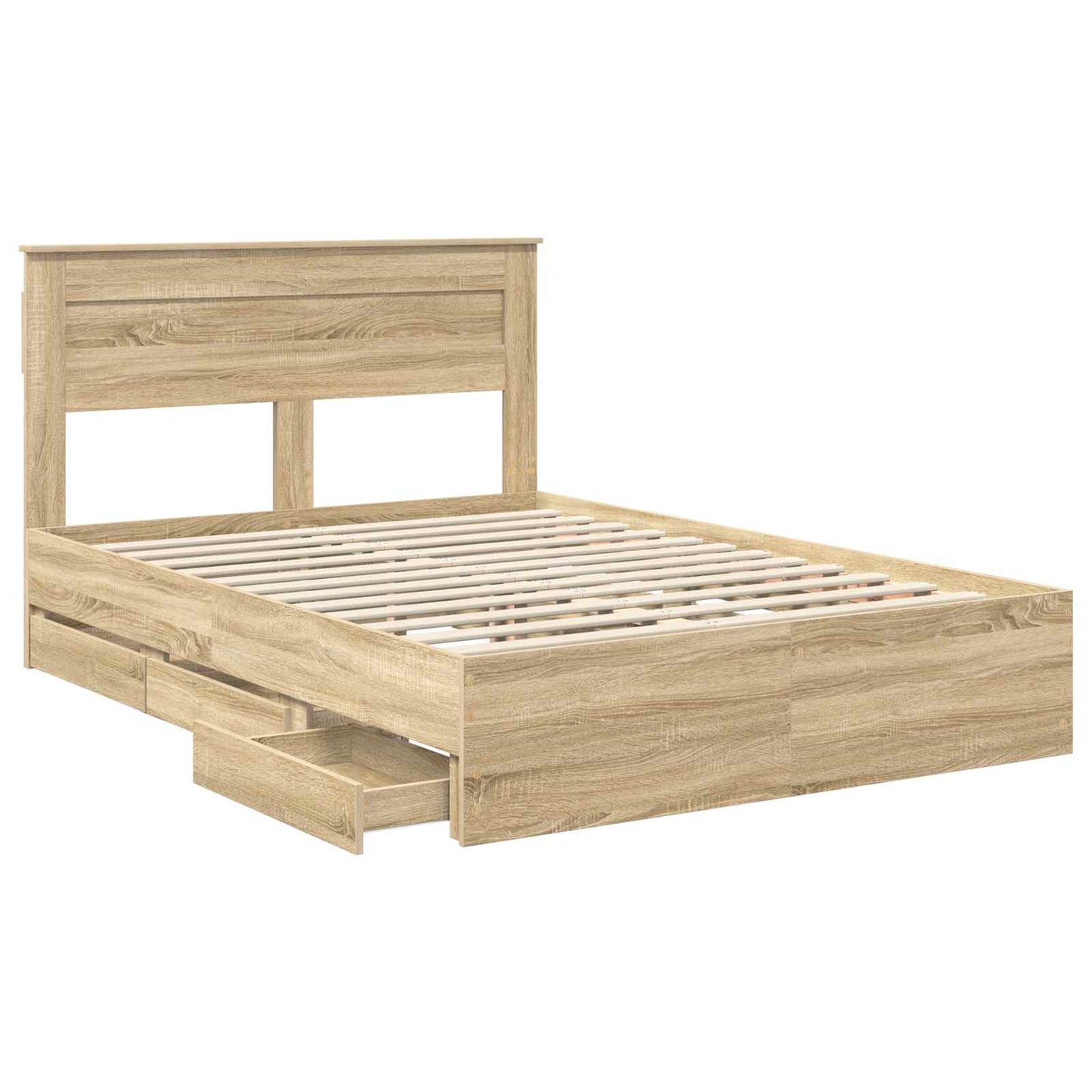 Bedframe met lade Sonoma Eiken 160 x 200 cm Ingenieurshout is nu te koop bij PeponiXL, paradijselijk wonen!