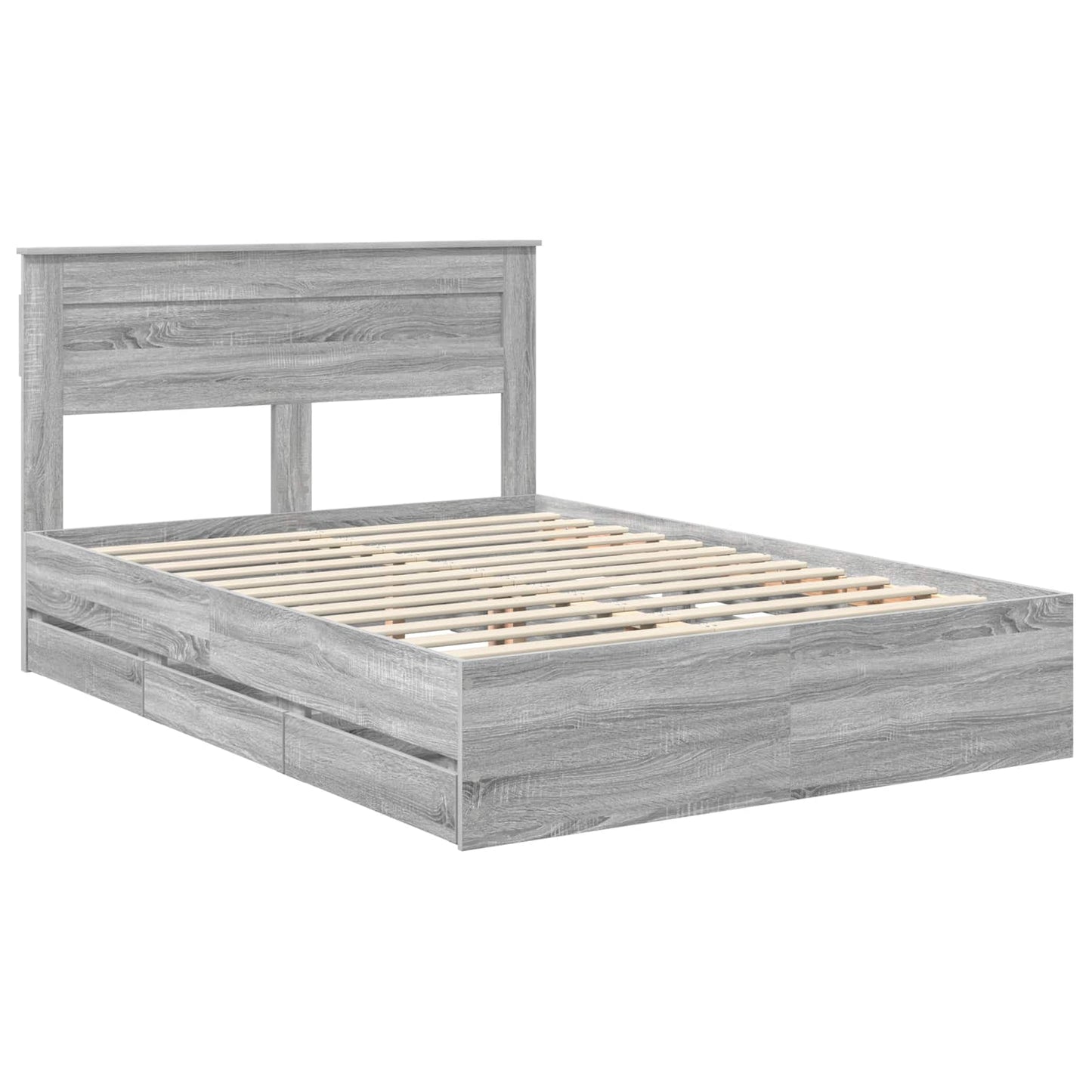 Bedframe met lade Grijs Sonoma 160 x 200 cm Ingenieurshout is nu te koop bij PeponiXL, paradijselijk wonen!