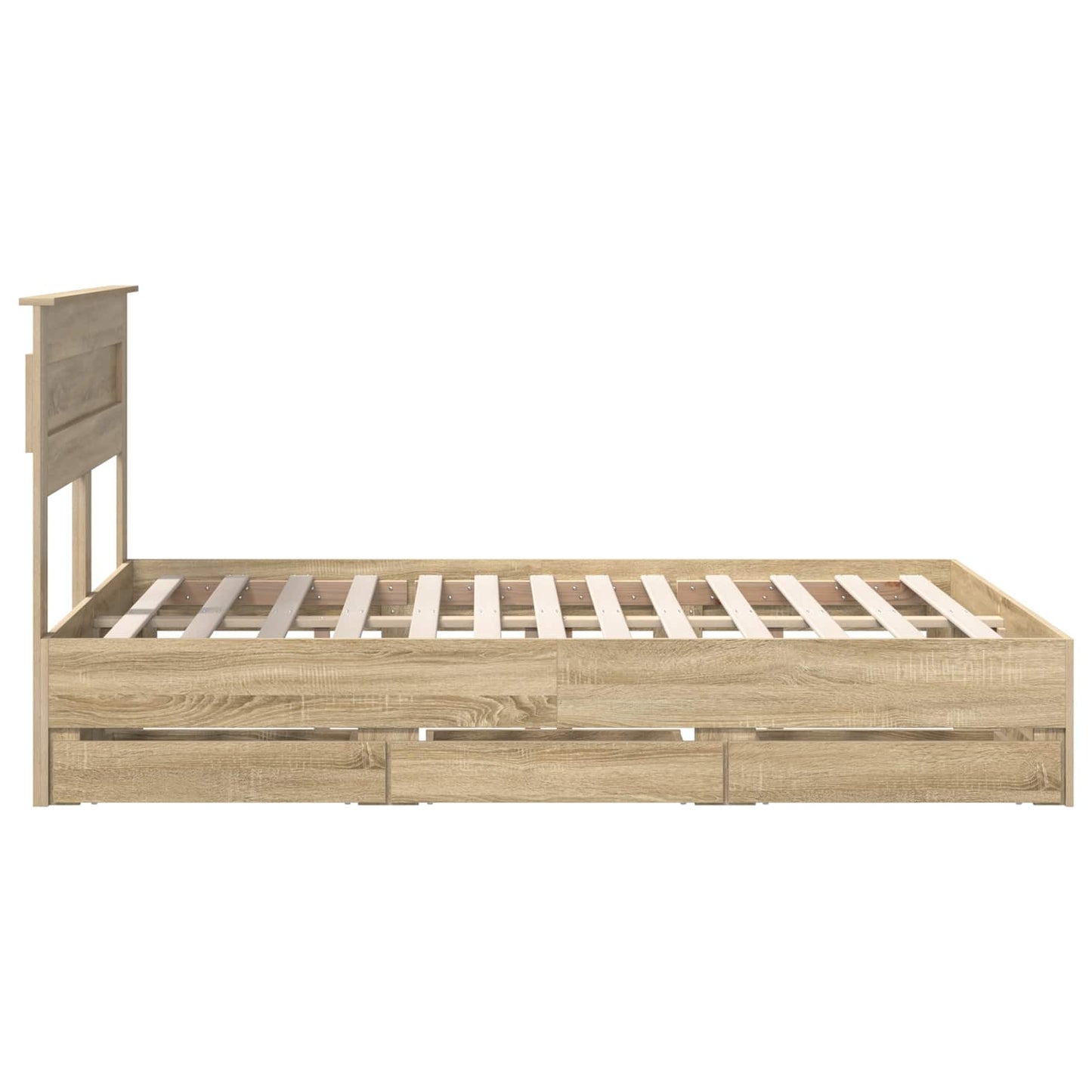 Bedframe met lade Sonoma Eiken 150 x 200 cm Ingenieurshout is nu te koop bij PeponiXL, paradijselijk wonen!