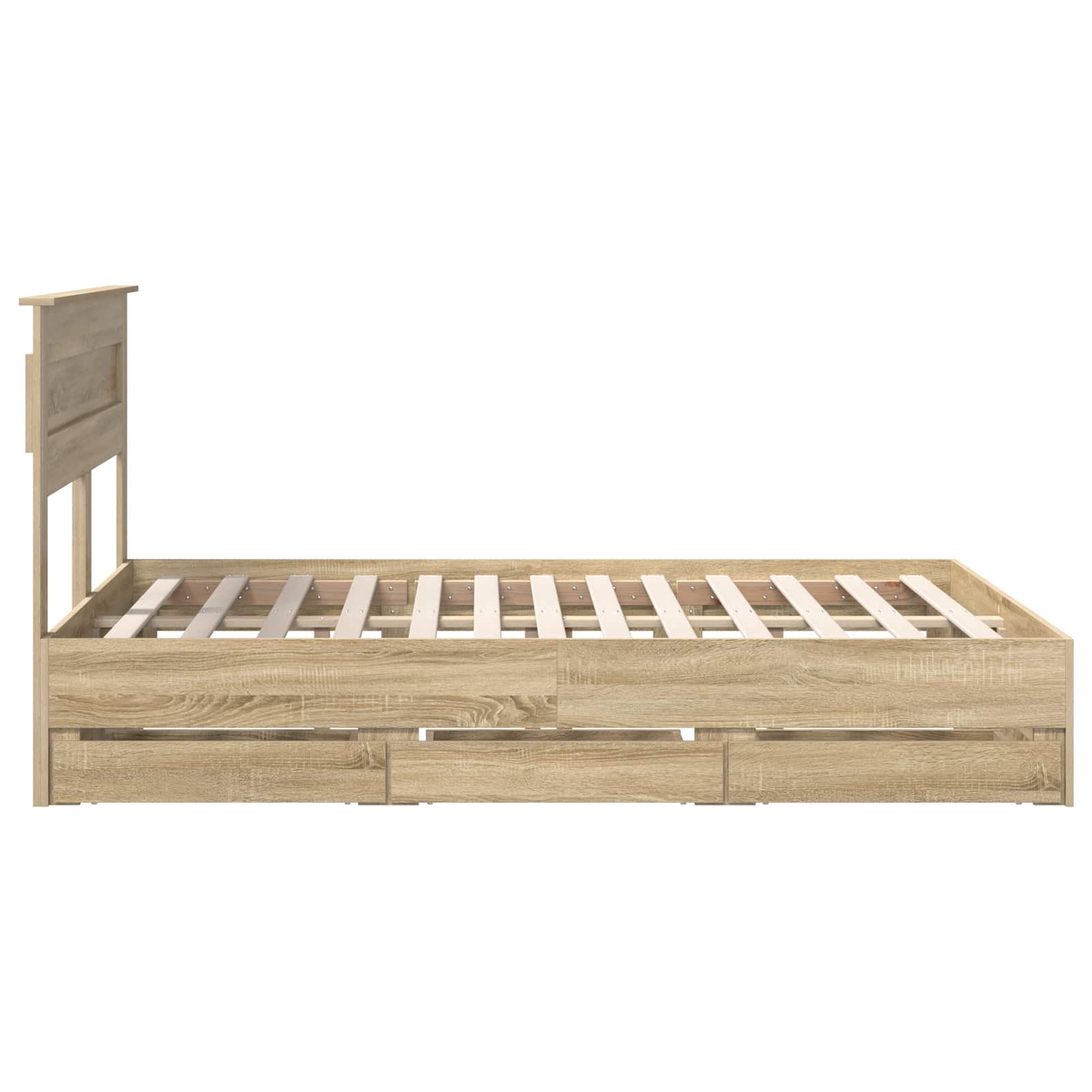 Bedframe met lade Sonoma Eiken 150 x 200 cm Ingenieurshout is nu te koop bij PeponiXL, paradijselijk wonen!