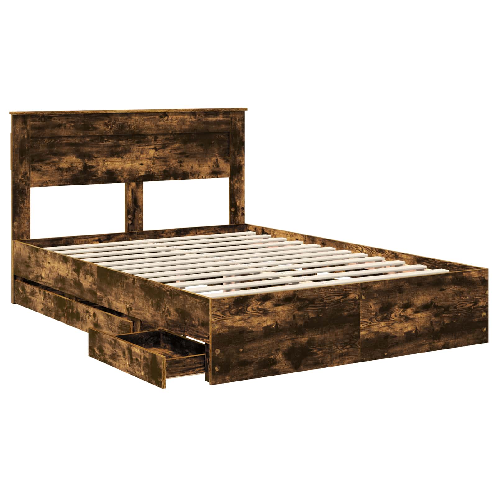 Bedframe met lade Gerookt eiken 150 x 200 cm Ingenieurshout is nu te koop bij PeponiXL, paradijselijk wonen!