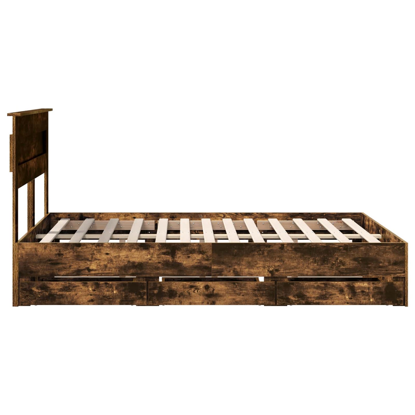 Bedframe met lade Gerookt eiken 150 x 200 cm Ingenieurshout is nu te koop bij PeponiXL, paradijselijk wonen!