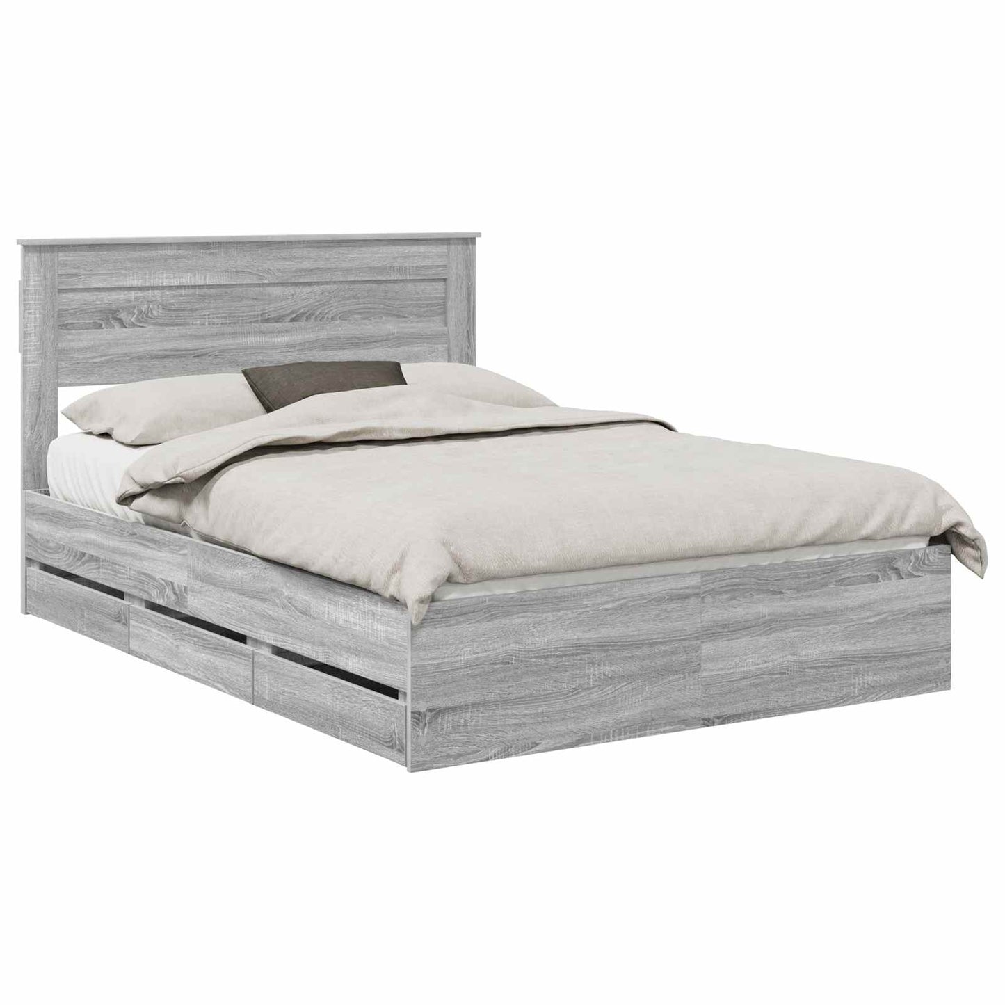 Bedframe met lade Grijs Sonoma 150 x 200 cm Ingenieurshout is nu te koop bij PeponiXL, paradijselijk wonen!
