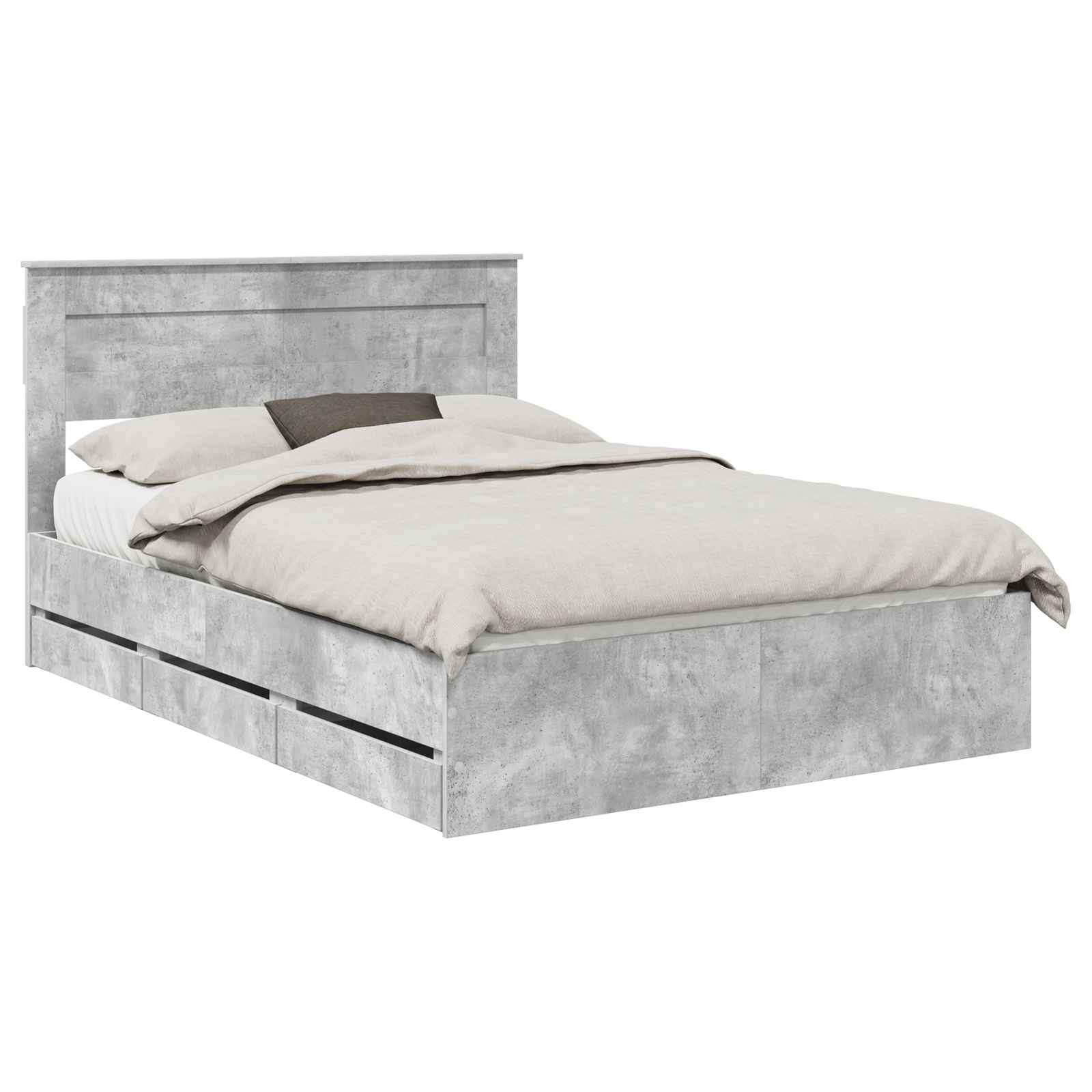 Bedframe met lade Beton Grijs 140 x 190 cm Ingenieurshout is nu te koop bij PeponiXL, paradijselijk wonen!