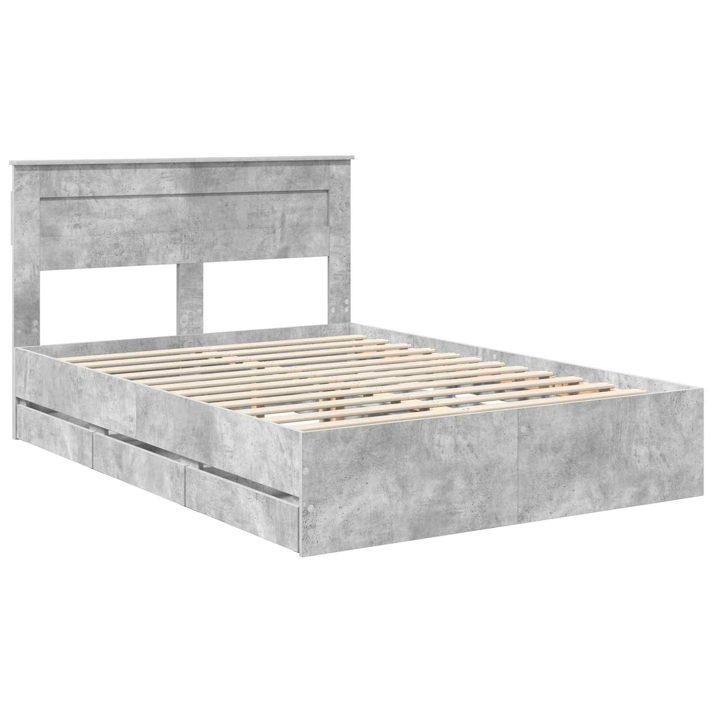 Bedframe met lade Beton Grijs 140 x 190 cm Ingenieurshout is nu te koop bij PeponiXL, paradijselijk wonen!