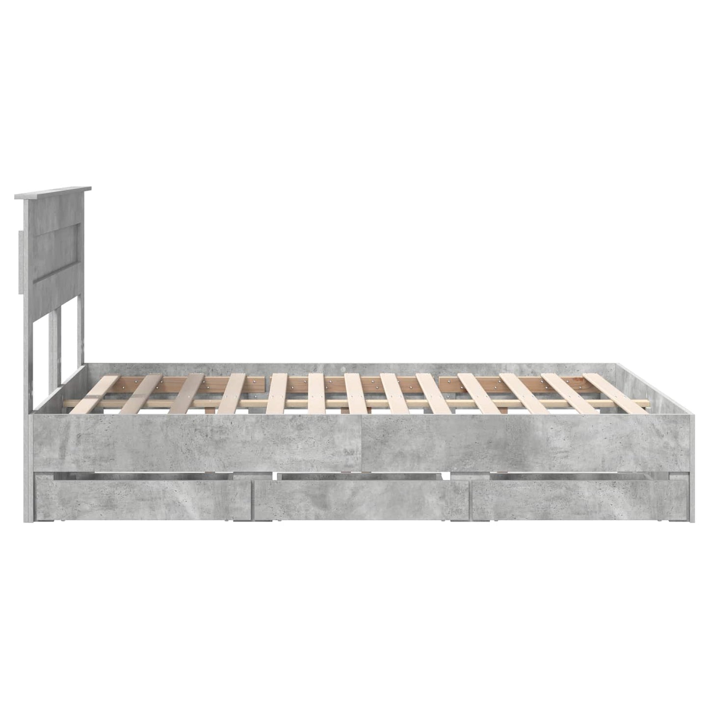 Bedframe met lade Beton Grijs 140 x 190 cm Ingenieurshout is nu te koop bij PeponiXL, paradijselijk wonen!