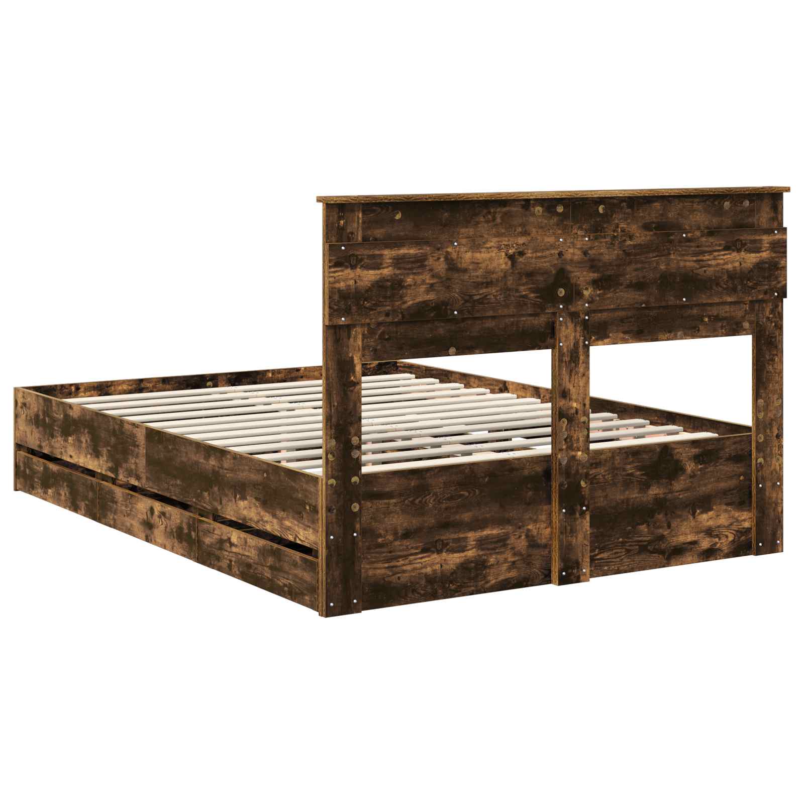 Bedframe met lade Gerookt eiken 140 x 190 cm Ingenieurshout is nu te koop bij PeponiXL, paradijselijk wonen!