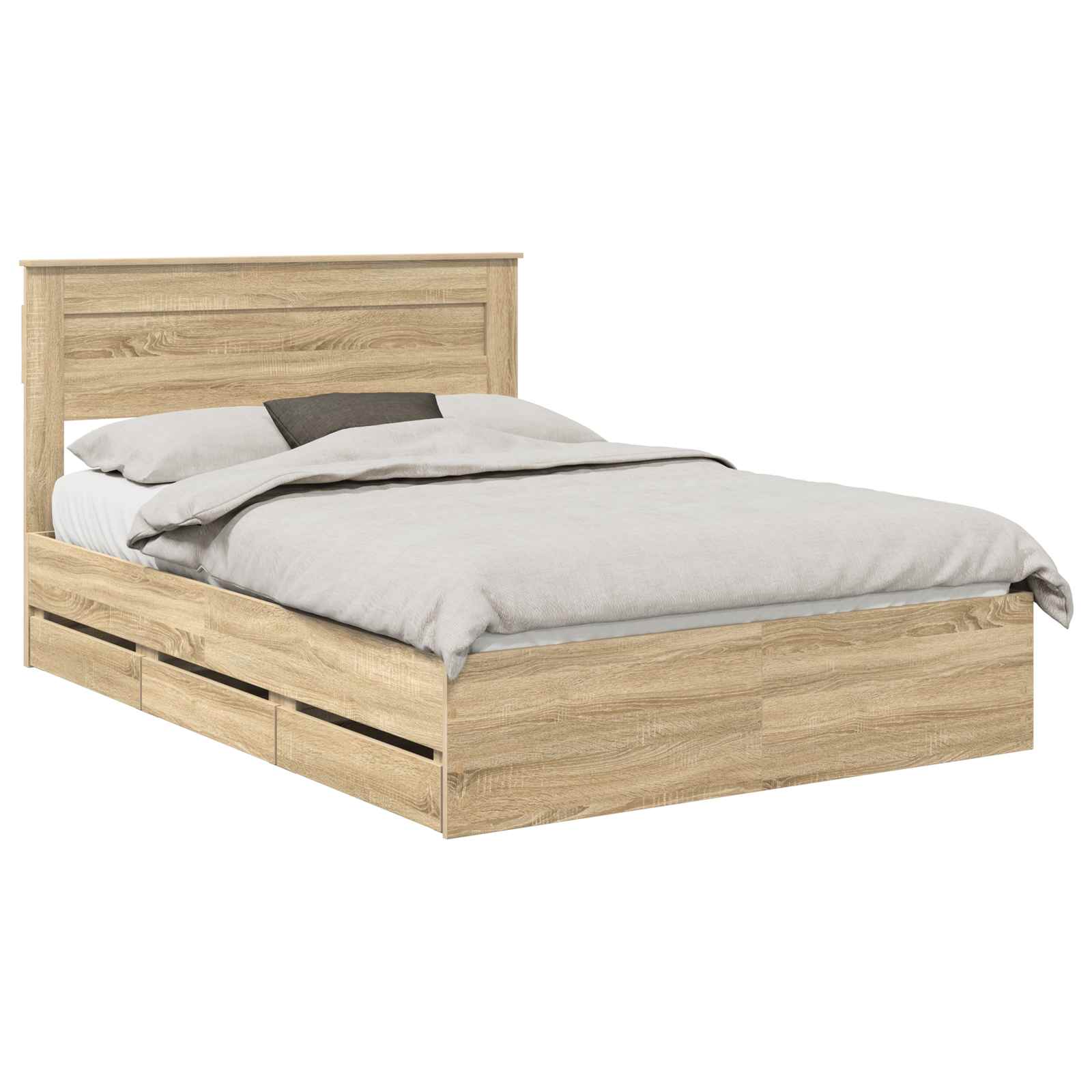 Bedframe met lade Sonoma Eiken 140 x 200 cm Ingenieurshout is nu te koop bij PeponiXL, paradijselijk wonen!
