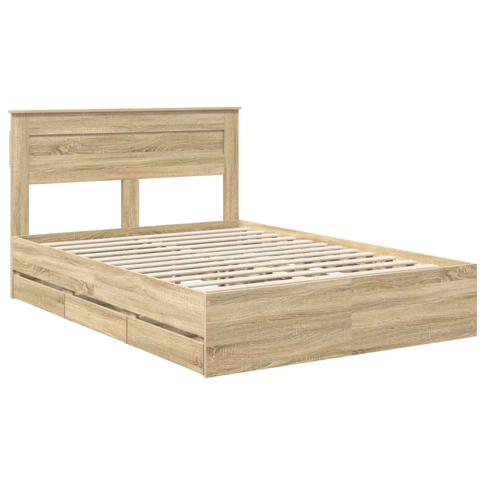 Bedframe met lade Sonoma Eiken 140 x 200 cm Ingenieurshout is nu te koop bij PeponiXL, paradijselijk wonen!