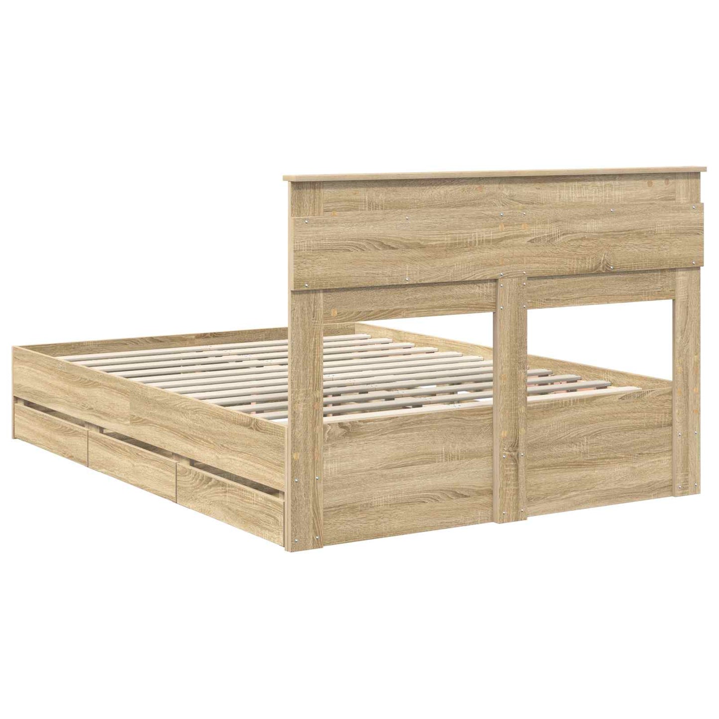 Bedframe met lade Sonoma Eiken 140 x 200 cm Ingenieurshout is nu te koop bij PeponiXL, paradijselijk wonen!