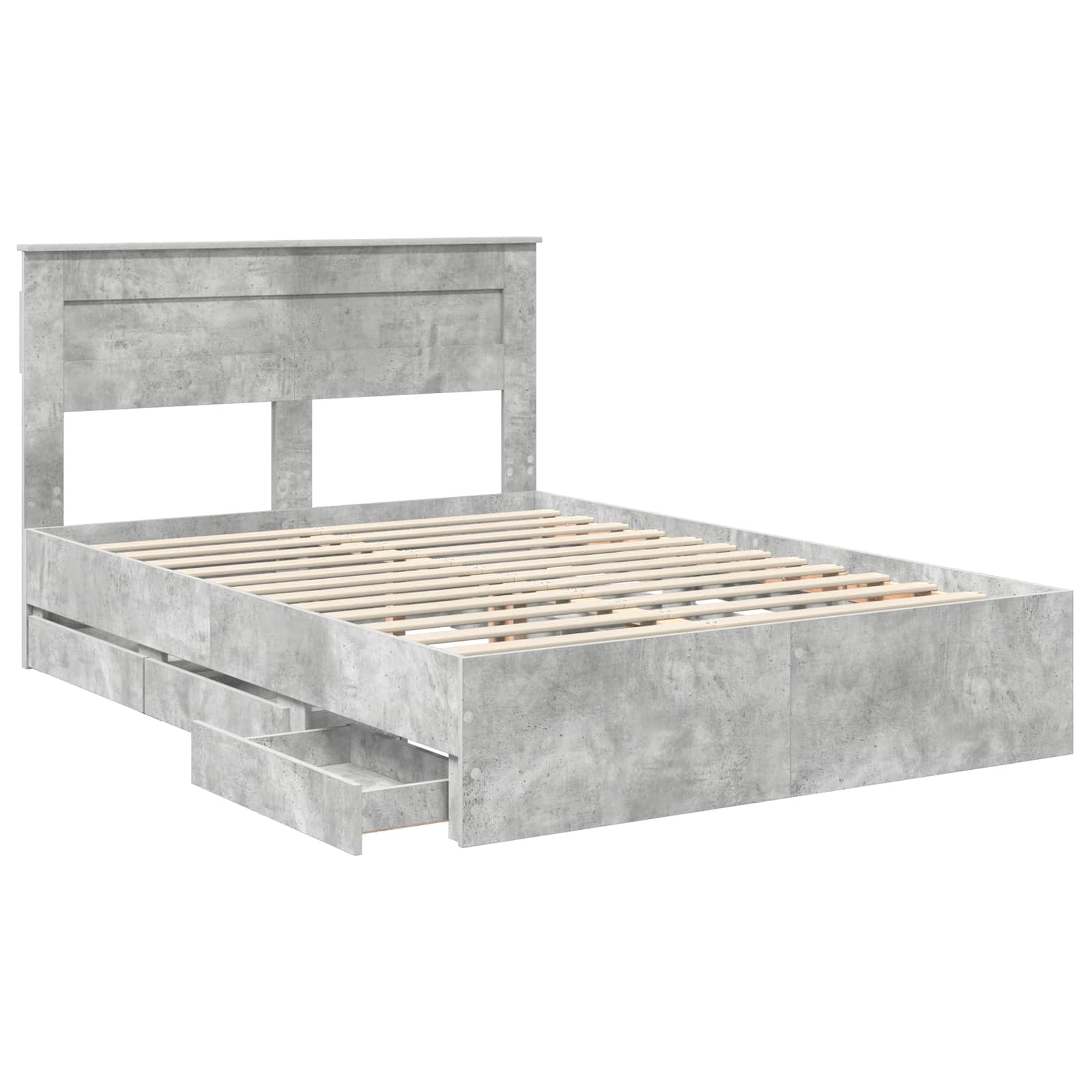 Bedframe met lade Beton Grijs 140 x 200 cm Ingenieurshout is nu te koop bij PeponiXL, paradijselijk wonen!