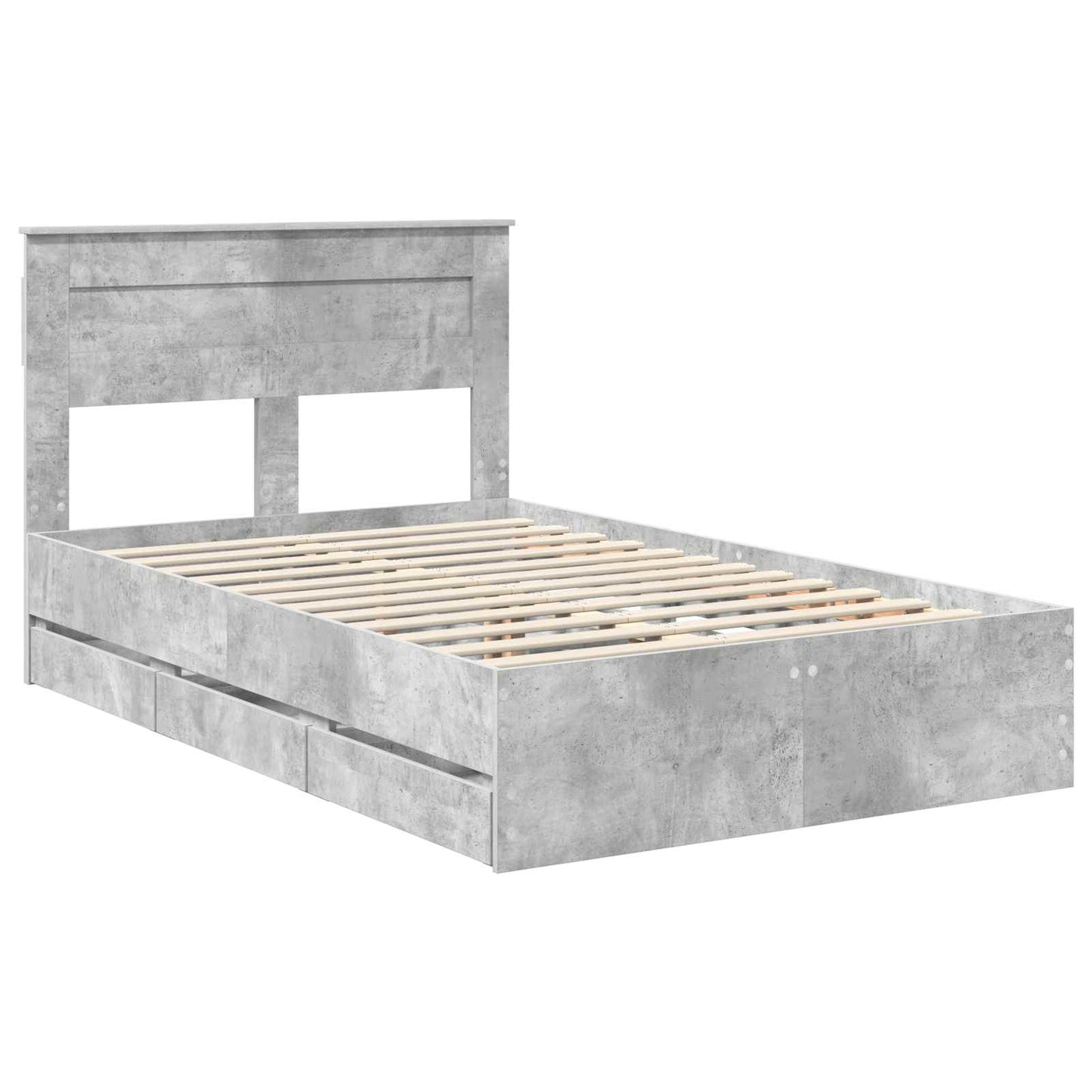 Bedframe met lade Beton Grijs 135 x 190 cm Ingenieurshout is nu te koop bij PeponiXL, paradijselijk wonen!