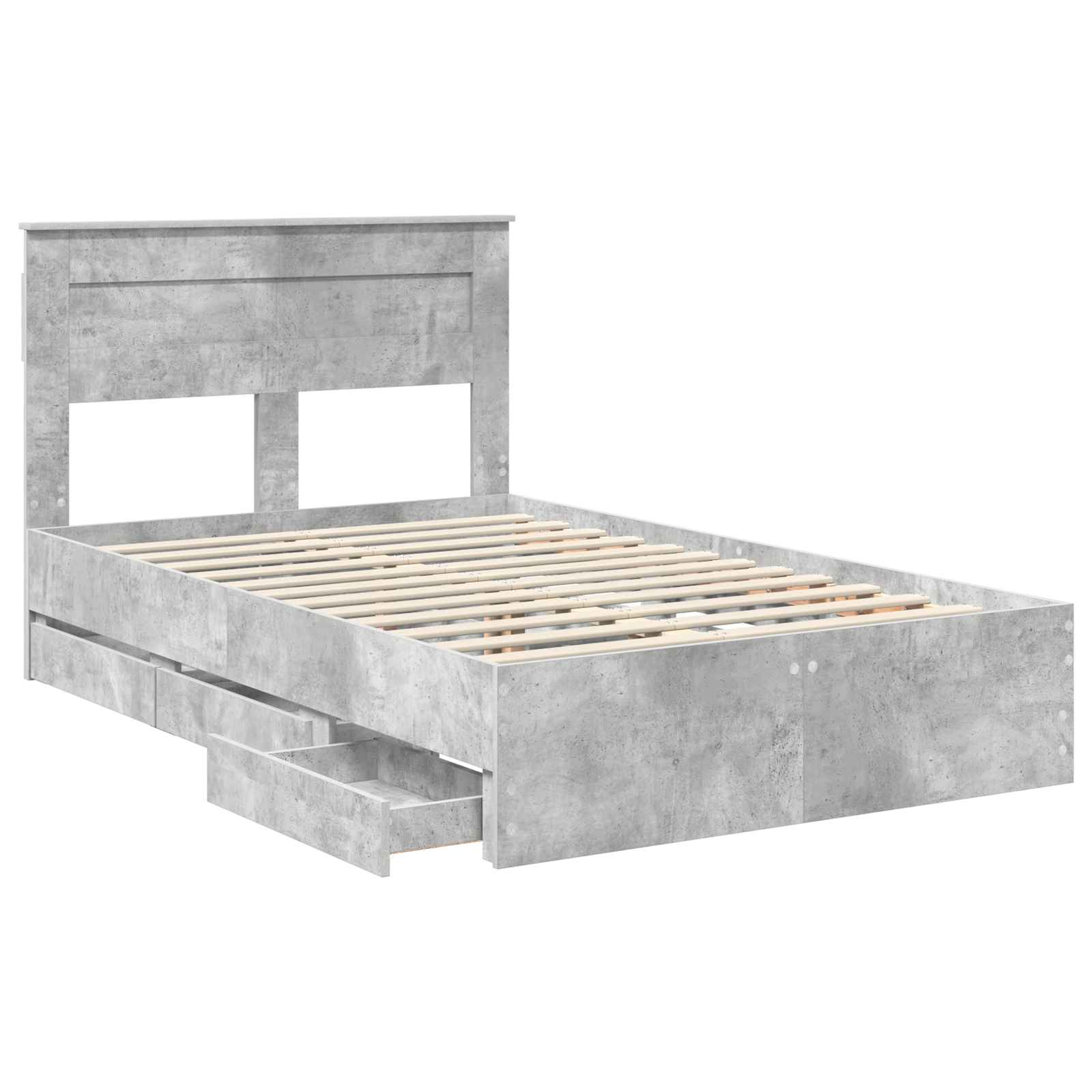Bedframe met lade Beton Grijs 135 x 190 cm Ingenieurshout is nu te koop bij PeponiXL, paradijselijk wonen!