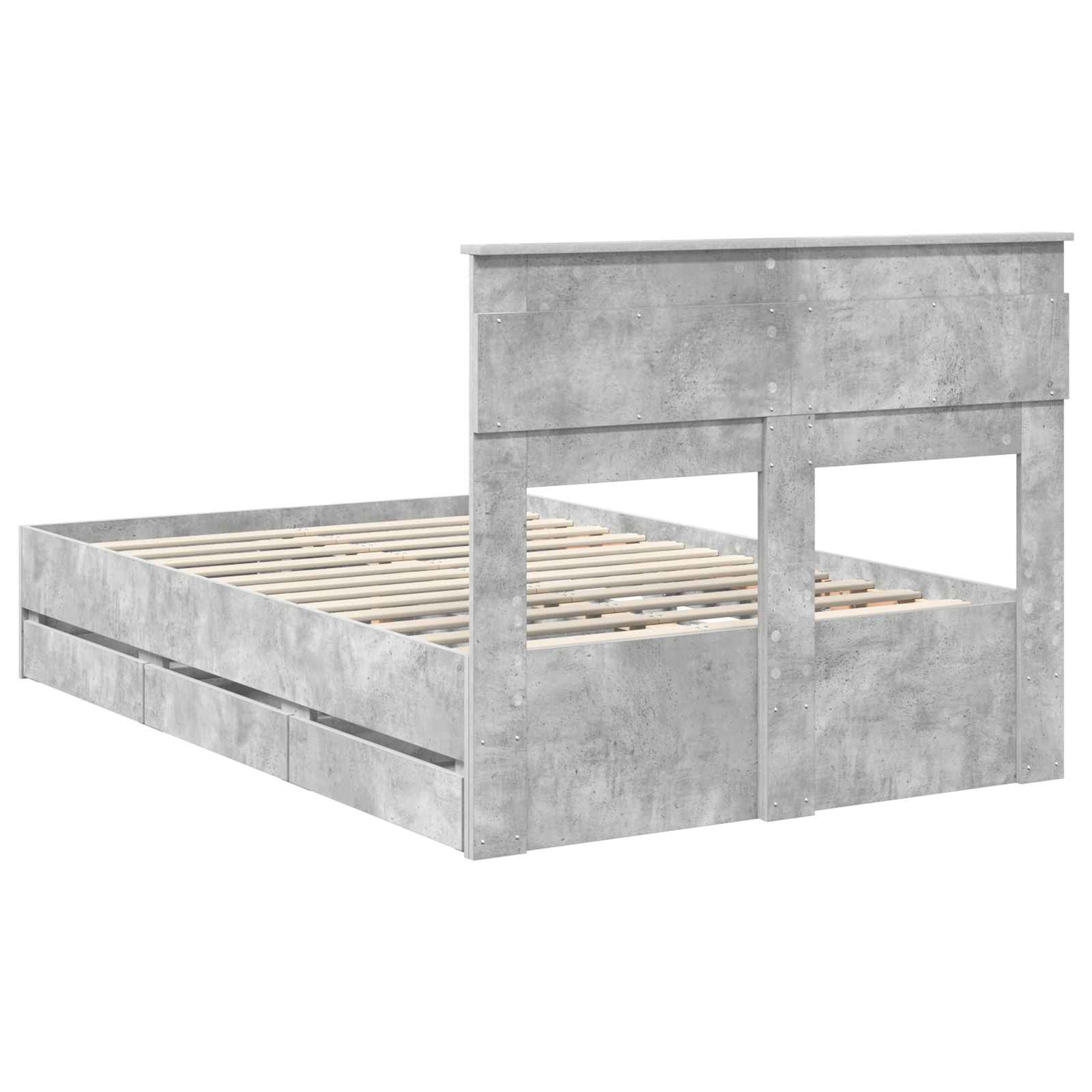 Bedframe met lade Beton Grijs 135 x 190 cm Ingenieurshout is nu te koop bij PeponiXL, paradijselijk wonen!