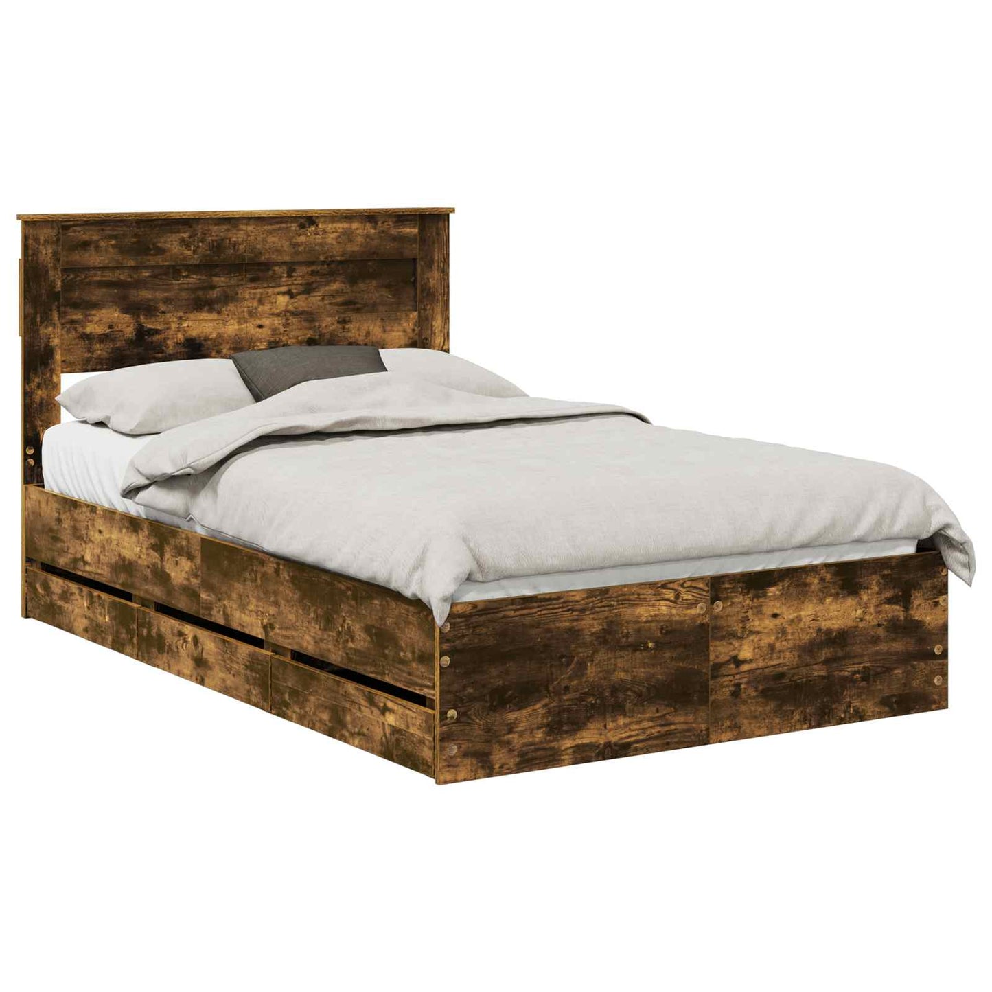 Bedframe met lade Gerookt eiken 135 x 190 cm Ingenieurshout is nu te koop bij PeponiXL, paradijselijk wonen!