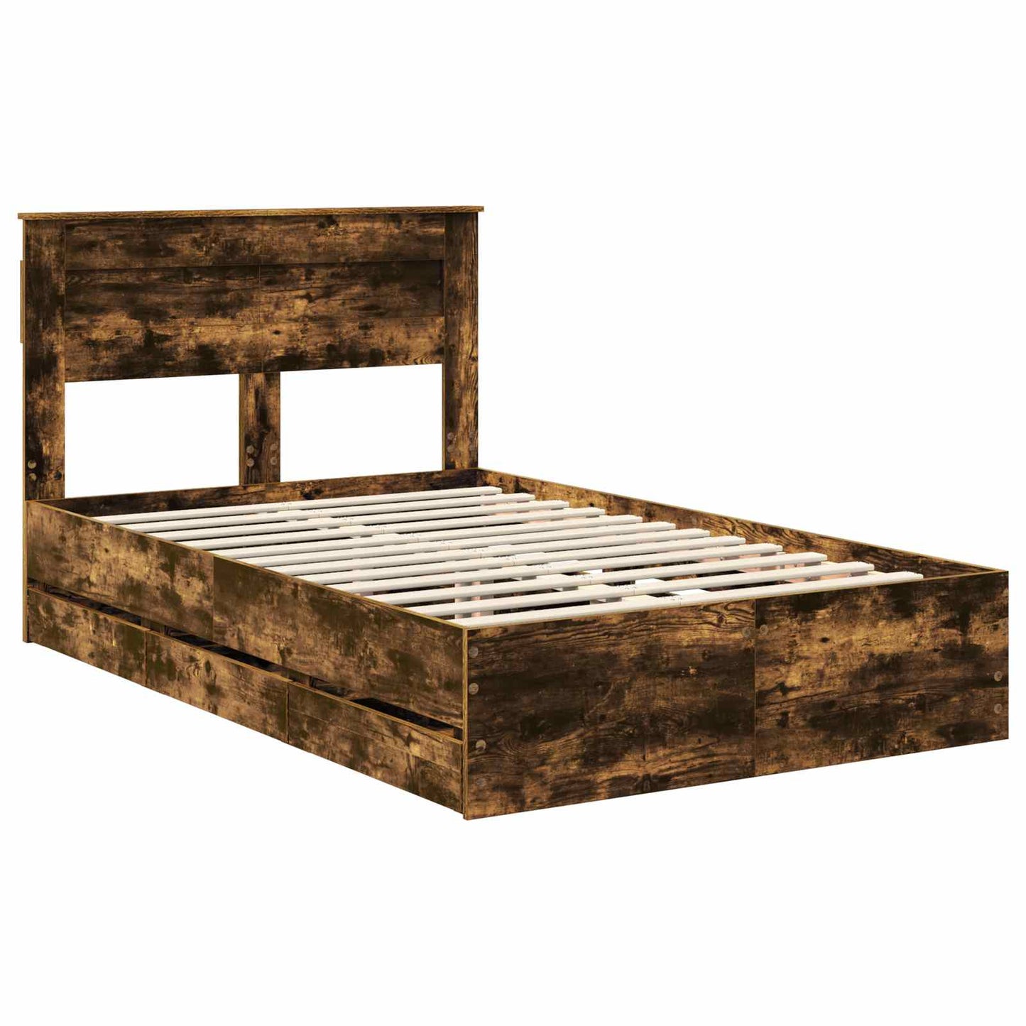 Bedframe met lade Gerookt eiken 135 x 190 cm Ingenieurshout is nu te koop bij PeponiXL, paradijselijk wonen!