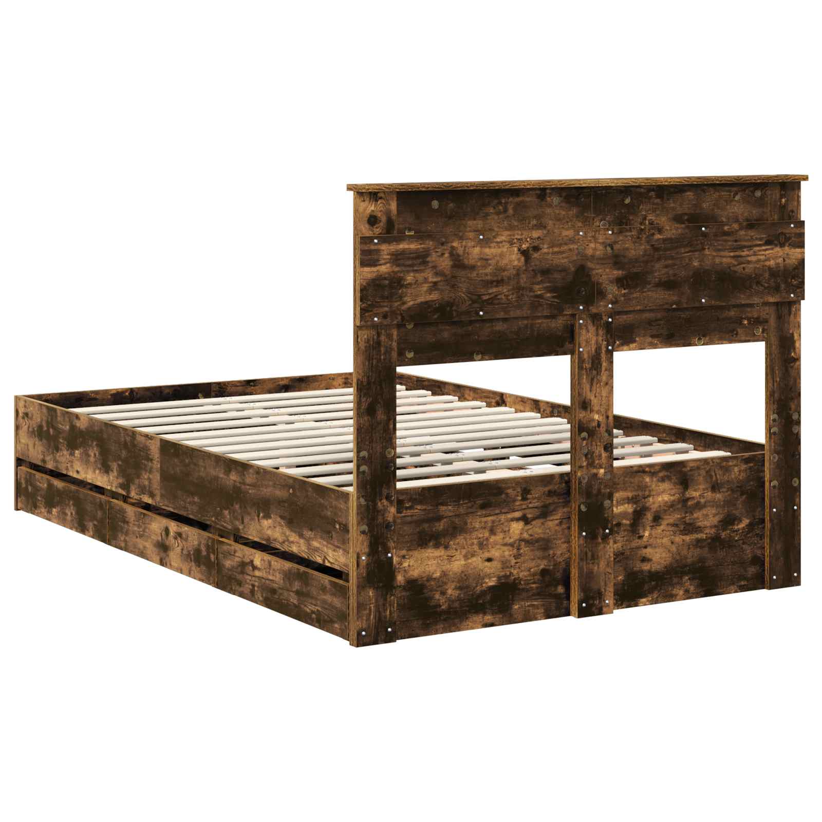 Bedframe met lade Gerookt eiken 120 x 190 cm Ingenieurshout is nu te koop bij PeponiXL, paradijselijk wonen!