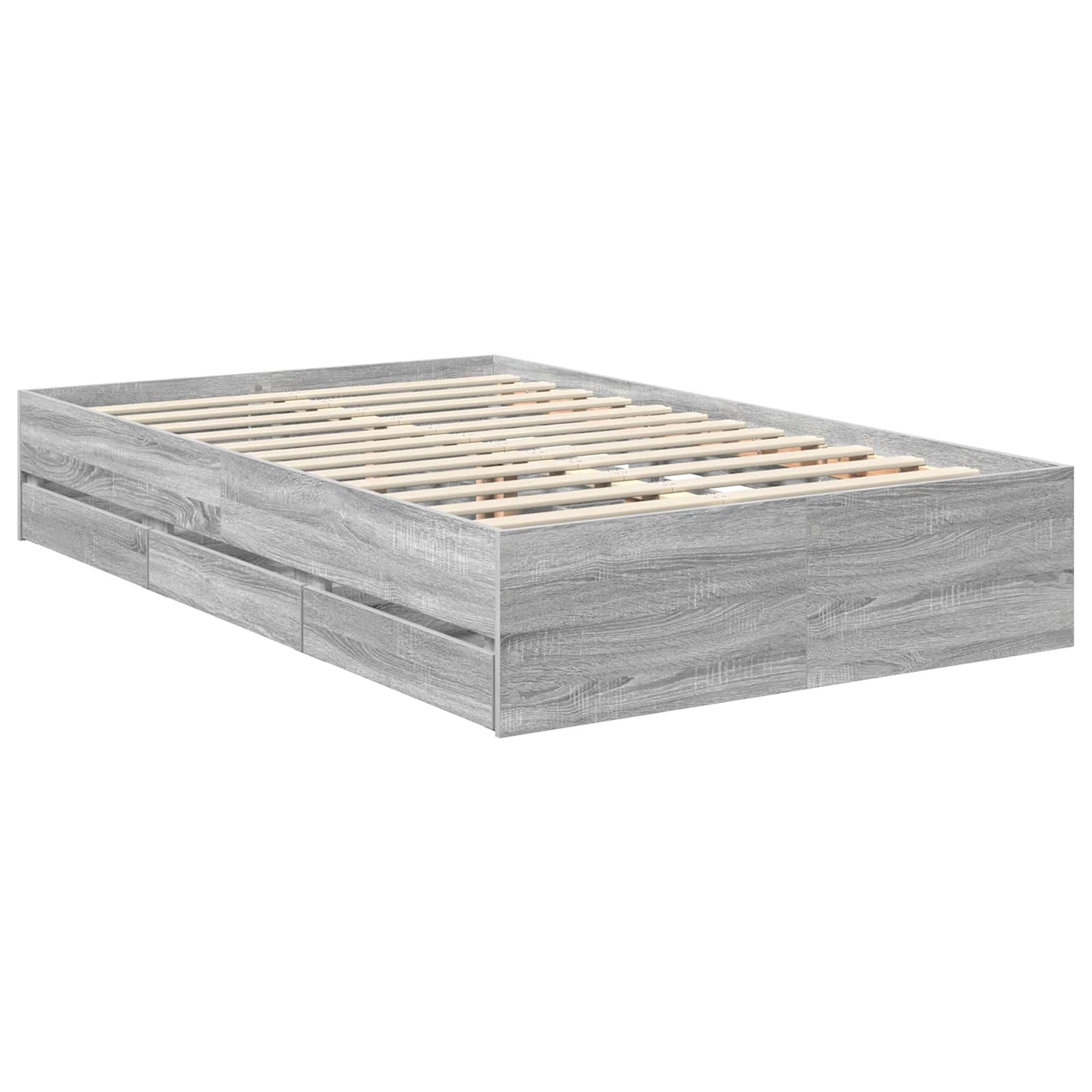 Bedframe met lade Grijs Sonoma 120 x 190 cm Ingenieurshout is nu te koop bij PeponiXL, paradijselijk wonen!