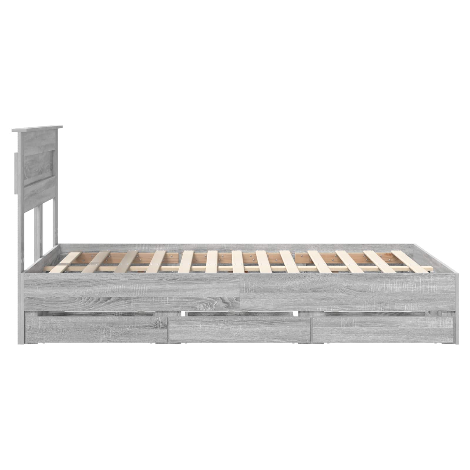 Bedframe met lade Grijs Sonoma 120 x 190 cm Ingenieurshout is nu te koop bij PeponiXL, paradijselijk wonen!