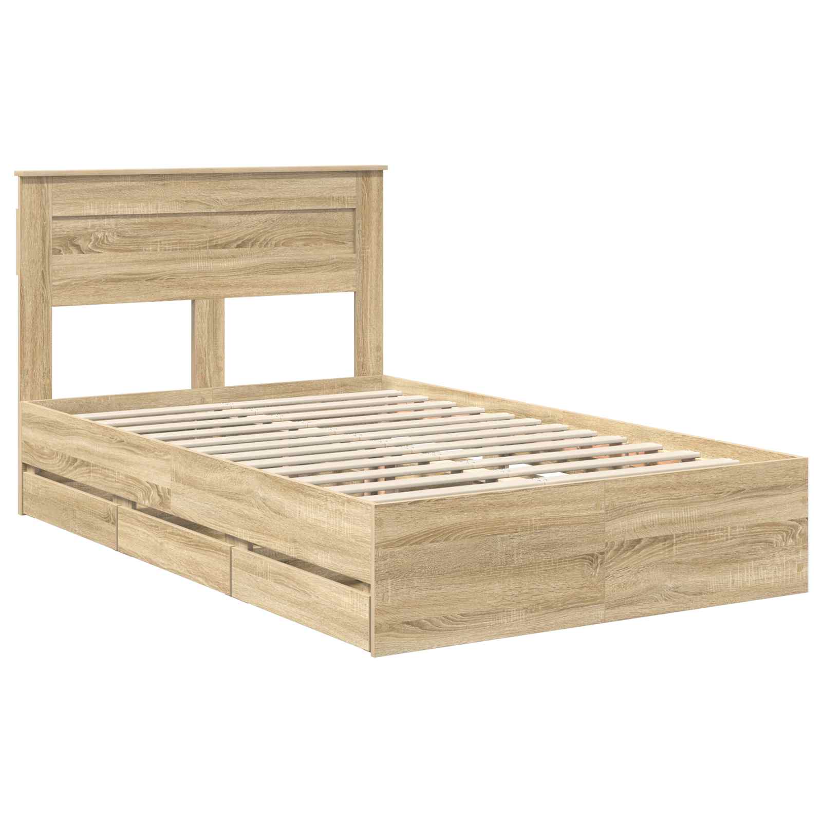 Bedframe met lade Sonoma Eiken 120 x 200 cm Ingenieurshout is nu te koop bij PeponiXL, paradijselijk wonen!