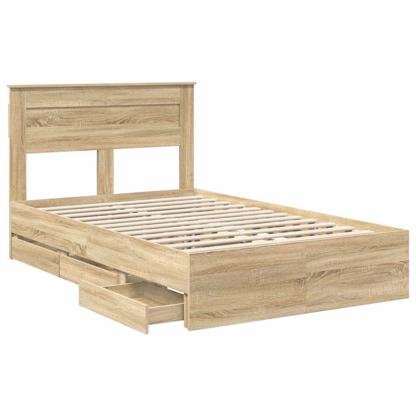 Bedframe met lade Sonoma Eiken 120 x 200 cm Ingenieurshout is nu te koop bij PeponiXL, paradijselijk wonen!