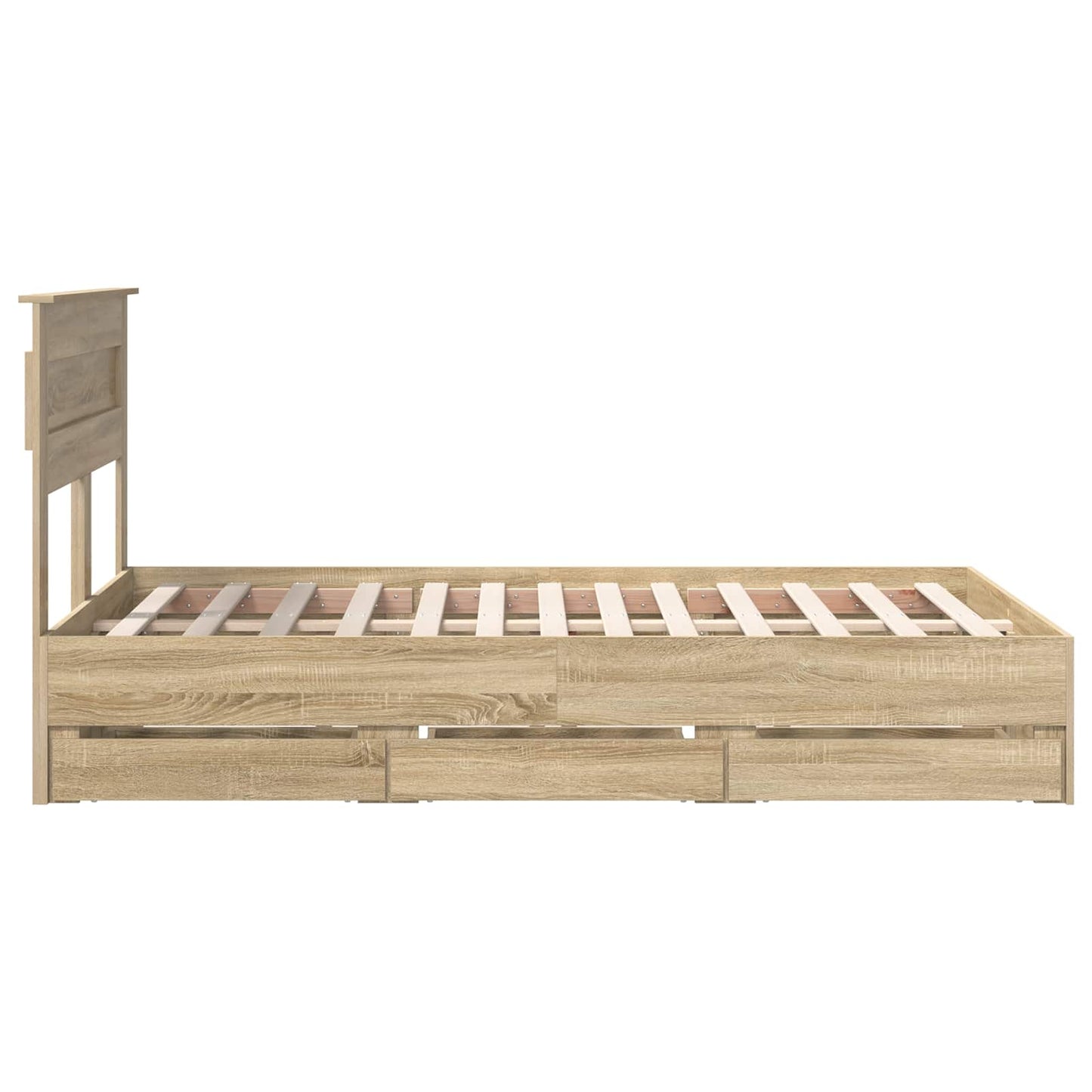 Bedframe met lade Sonoma Eiken 120 x 200 cm Ingenieurshout is nu te koop bij PeponiXL, paradijselijk wonen!