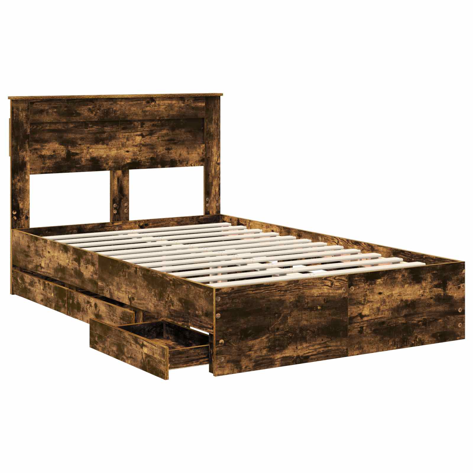 Bedframe met lade Gerookt eiken 120 x 200 cm Ingenieurshout is nu te koop bij PeponiXL, paradijselijk wonen!