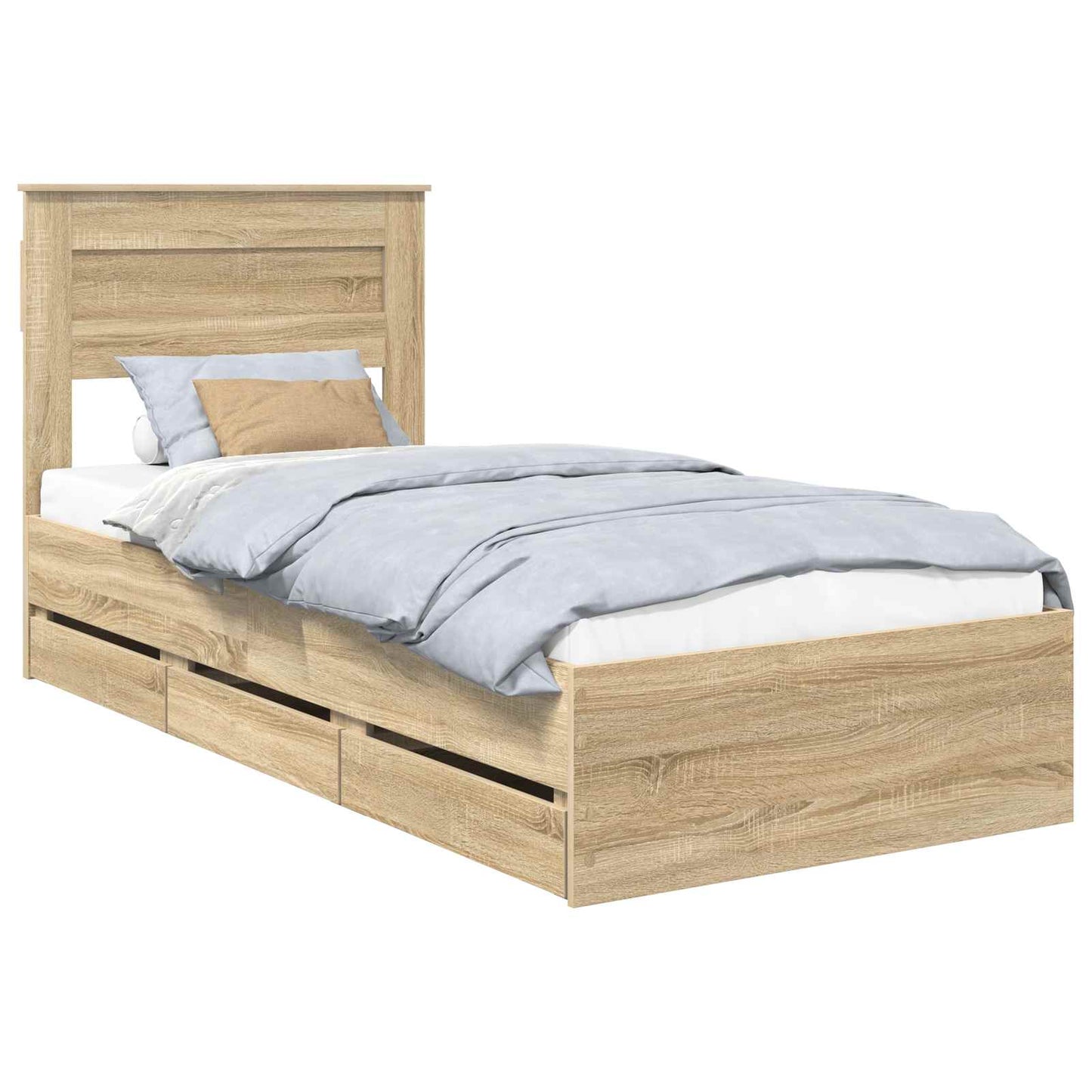 Bedframe met lade Sonoma Eiken 100 x 200 cm Ingenieurshout is nu te koop bij PeponiXL, paradijselijk wonen!