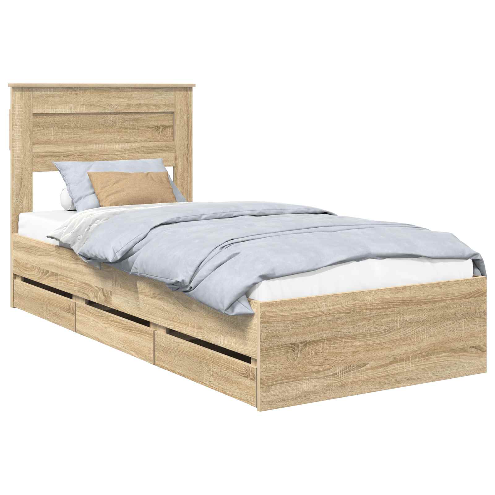 Bedframe met lade Sonoma Eiken 100 x 200 cm Ingenieurshout is nu te koop bij PeponiXL, paradijselijk wonen!
