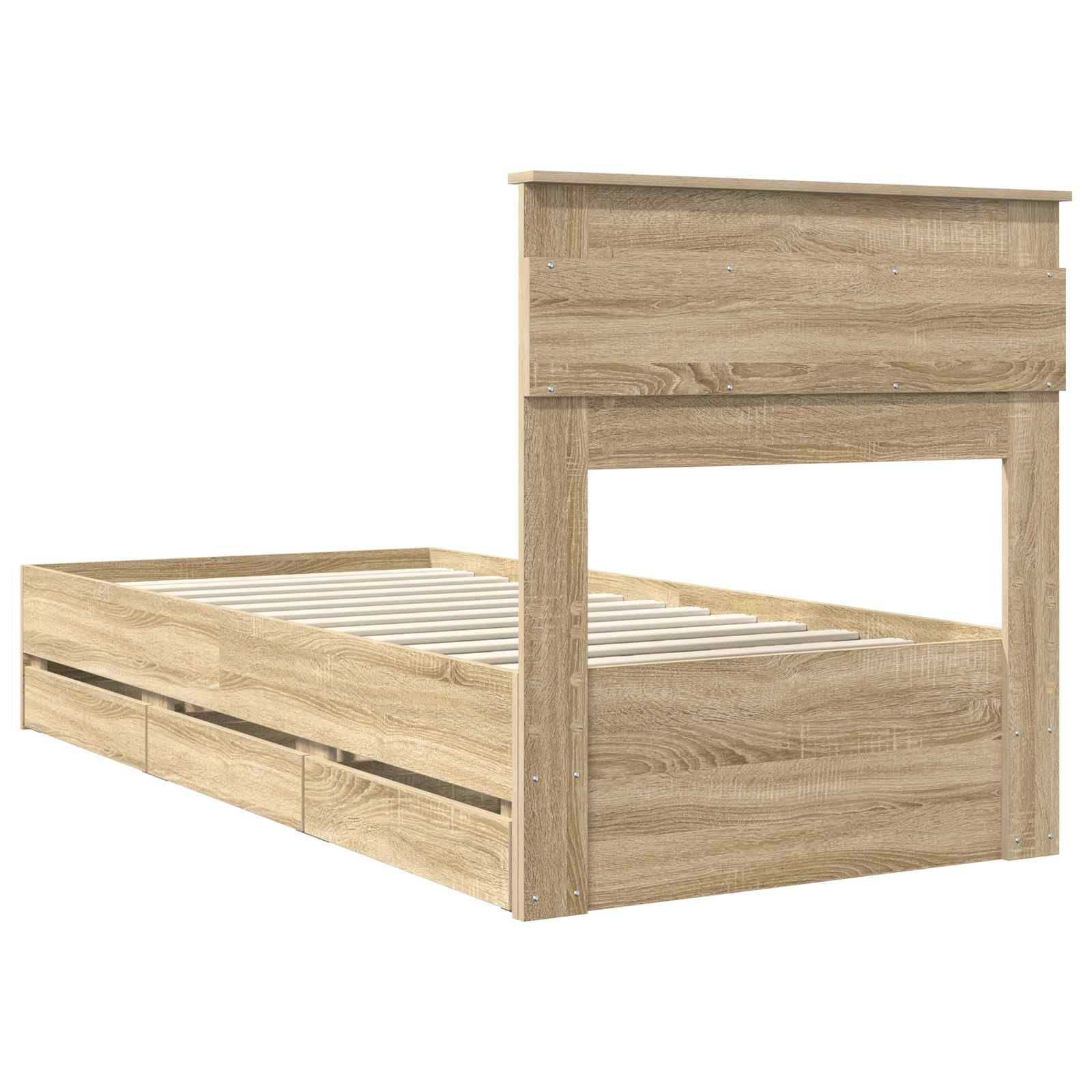 Bedframe met lade Sonoma Eiken 100 x 200 cm Ingenieurshout is nu te koop bij PeponiXL, paradijselijk wonen!