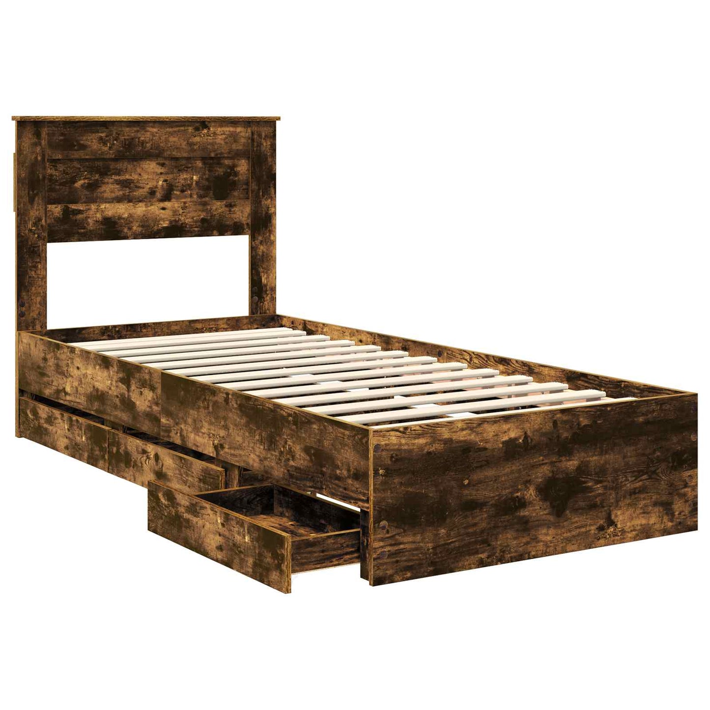 Bedframe met lade Gerookt eiken 100 x 200 cm Ingenieurshout is nu te koop bij PeponiXL, paradijselijk wonen!