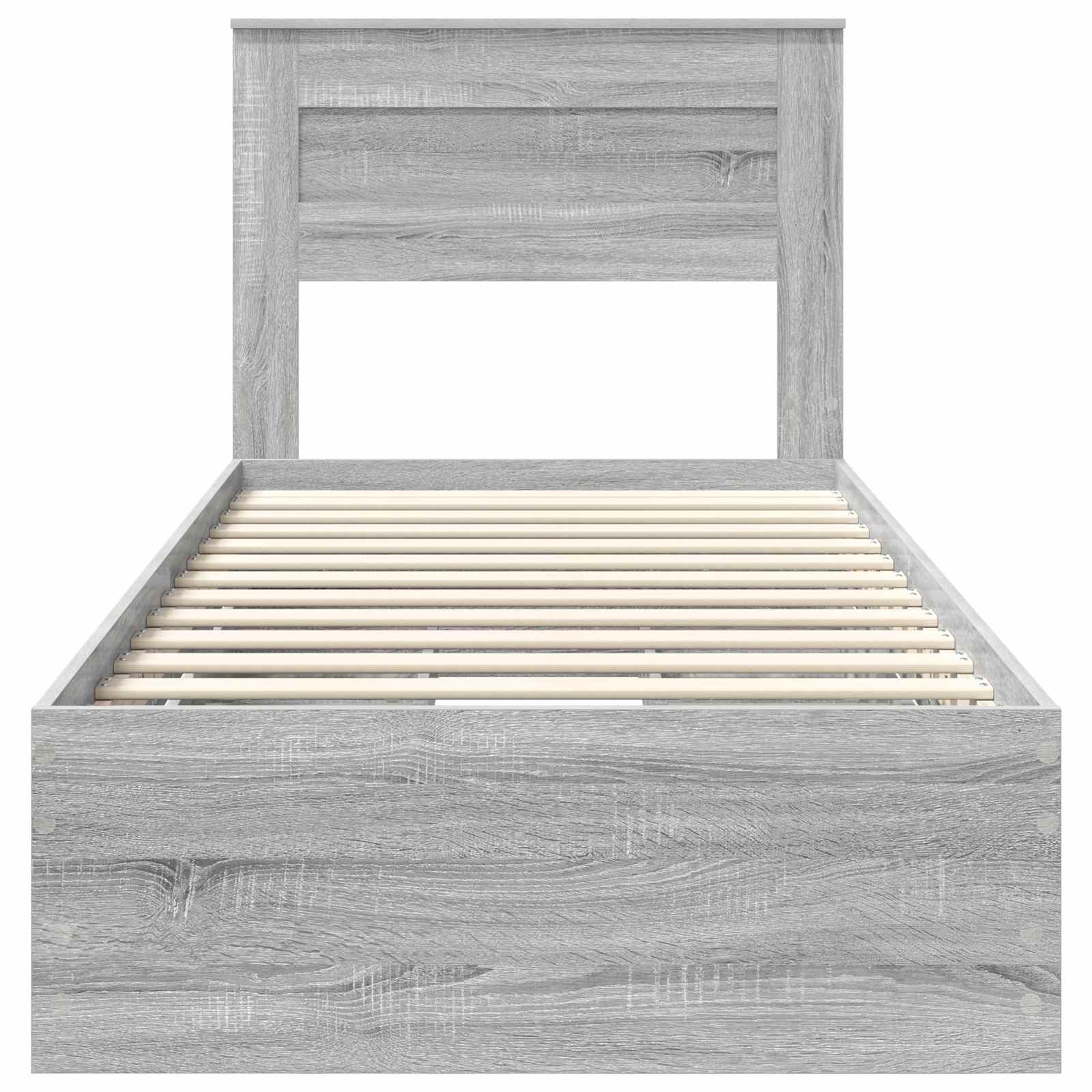 Bedframe met lade Grijs Sonoma 100 x 200 cm Ingenieurshout is nu te koop bij PeponiXL, paradijselijk wonen!
