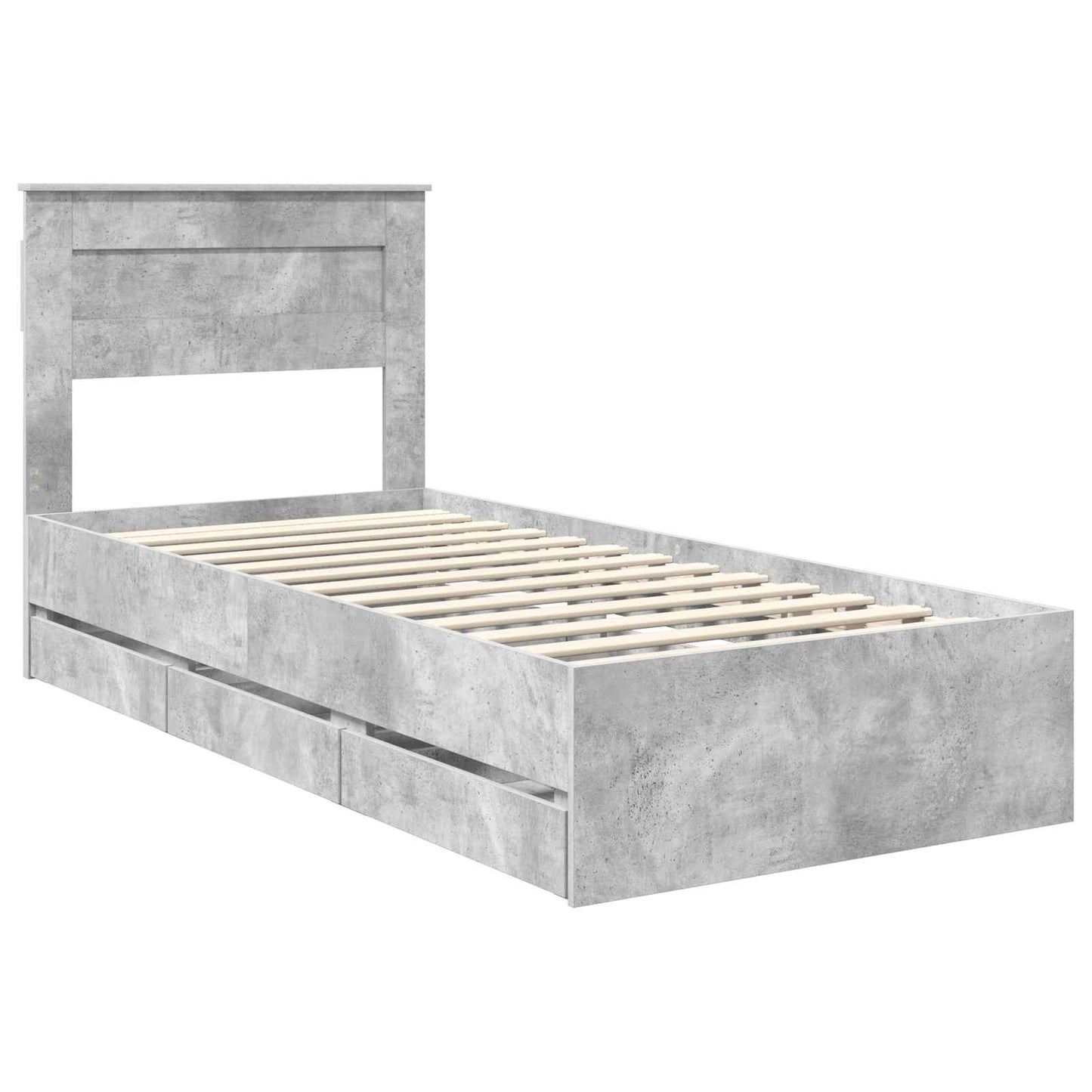 Bedframe met lade Beton Grijs 90 x 190 cm Ingenieurshout is nu te koop bij PeponiXL, paradijselijk wonen!