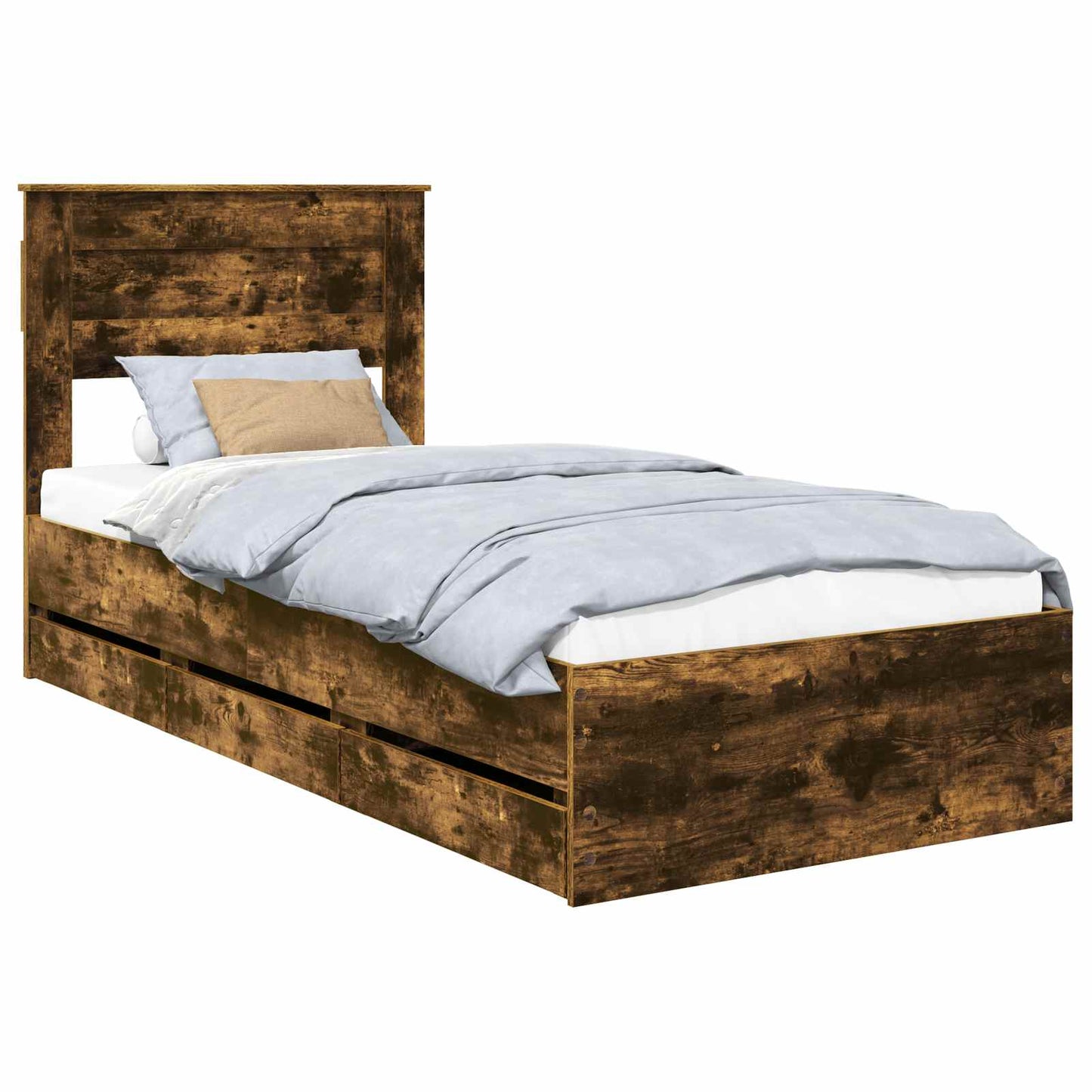 Bedframe met lade Gerookt eiken 90 x 190 cm Ingenieurshout is nu te koop bij PeponiXL, paradijselijk wonen!
