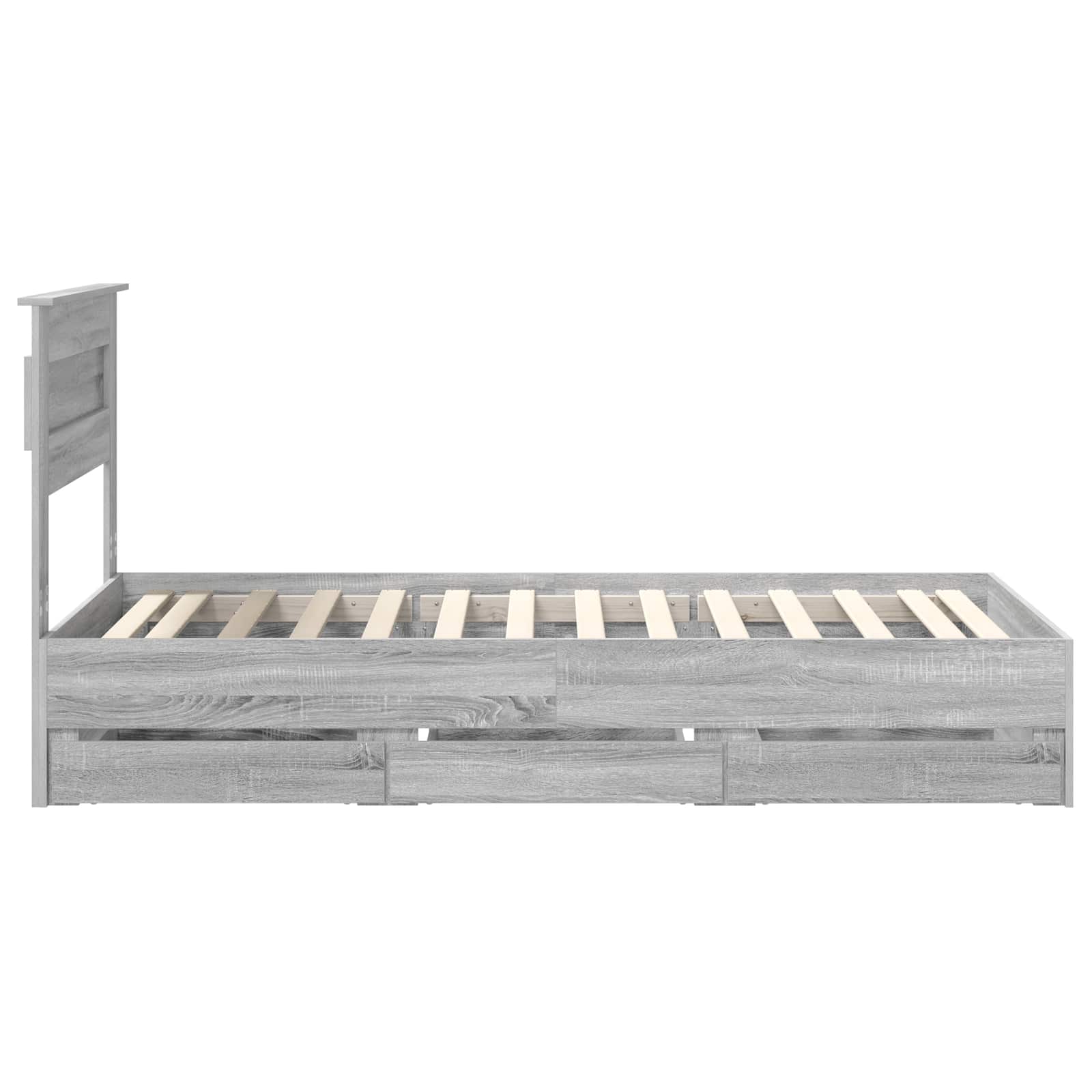 Bedframe met lade Grijs Sonoma 90 x 200 cm Ingenieurshout is nu te koop bij PeponiXL, paradijselijk wonen!