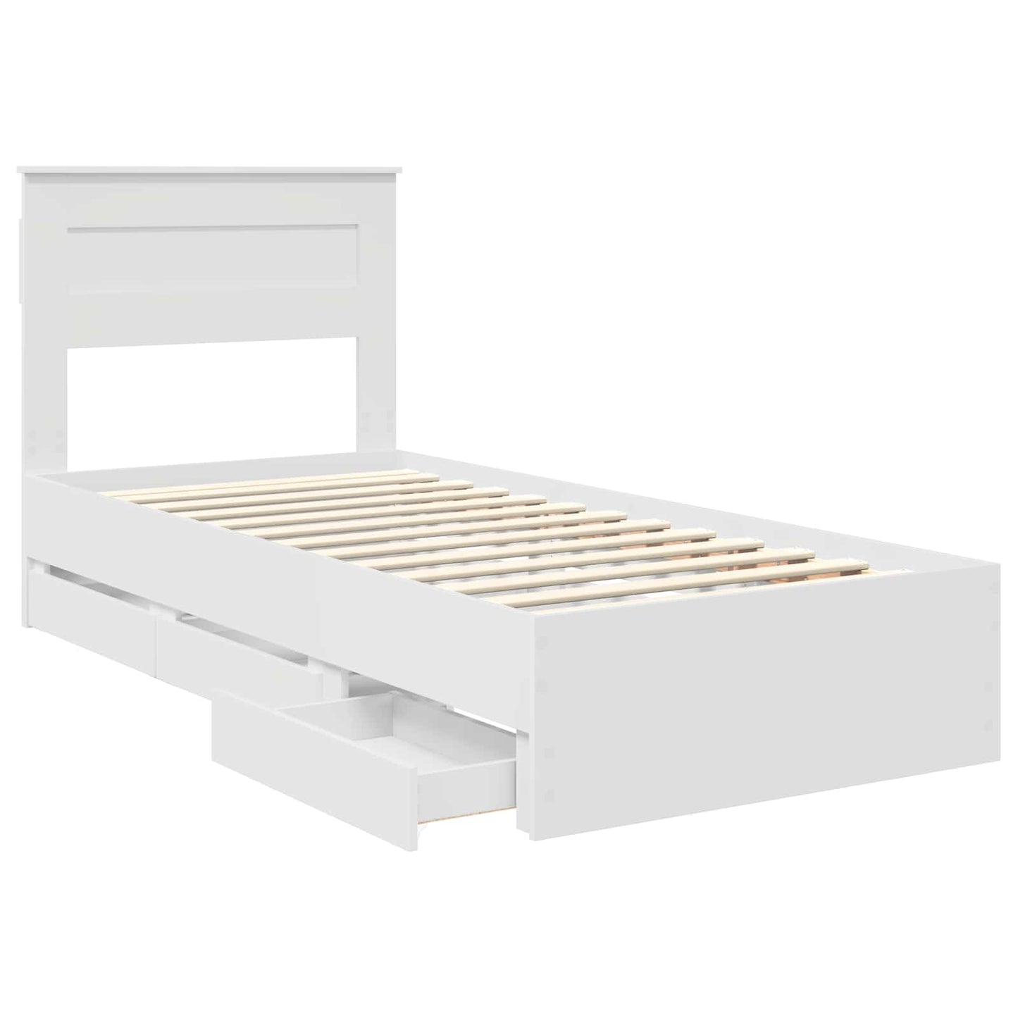 Bedframe met lade met hoofdeinde Wit 75 x 190 cm Ingenieurshout is nu te koop bij PeponiXL, paradijselijk wonen!