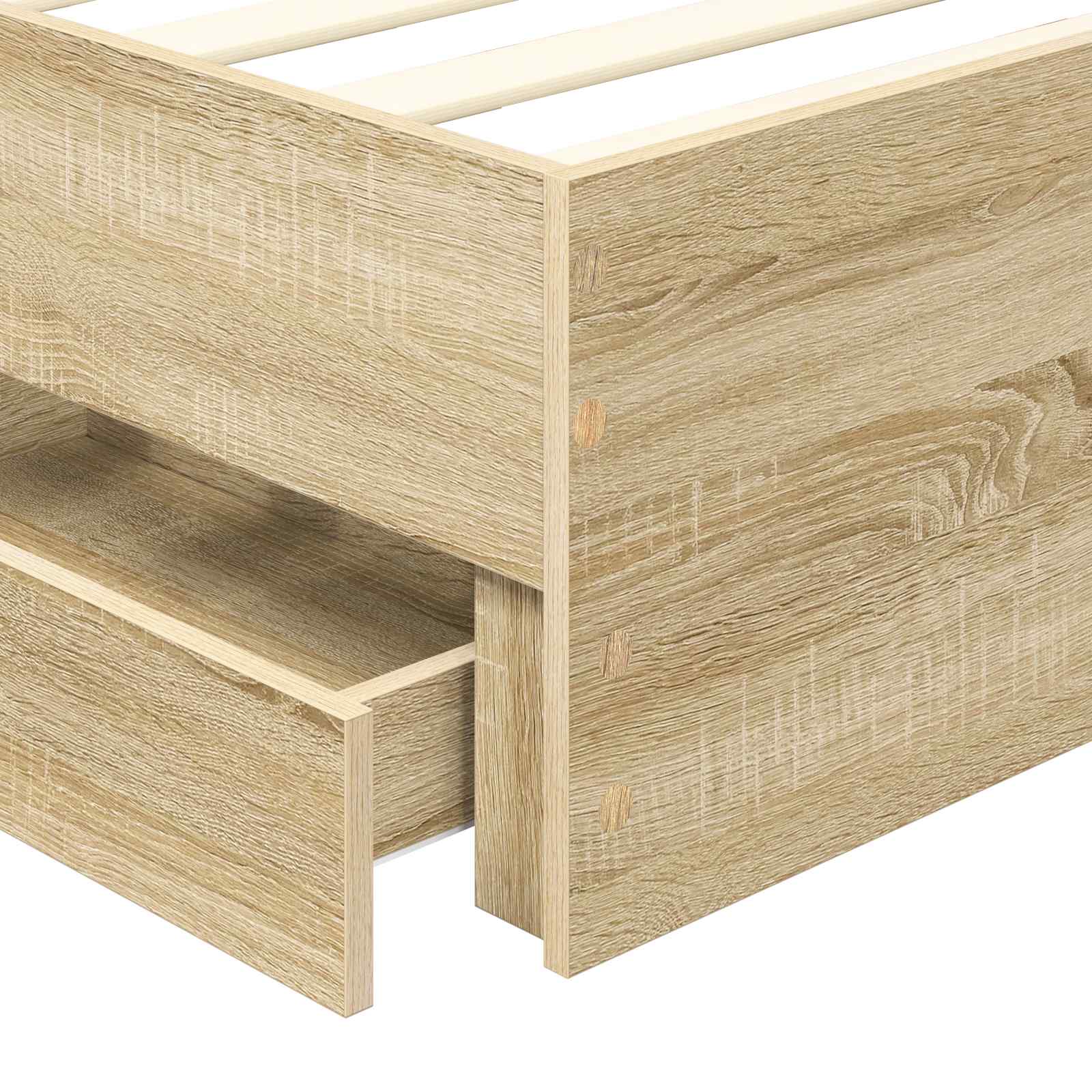 Bedframe met lade Sonoma Eiken 75 x 190 cm Ingenieurshout is nu te koop bij PeponiXL, paradijselijk wonen!