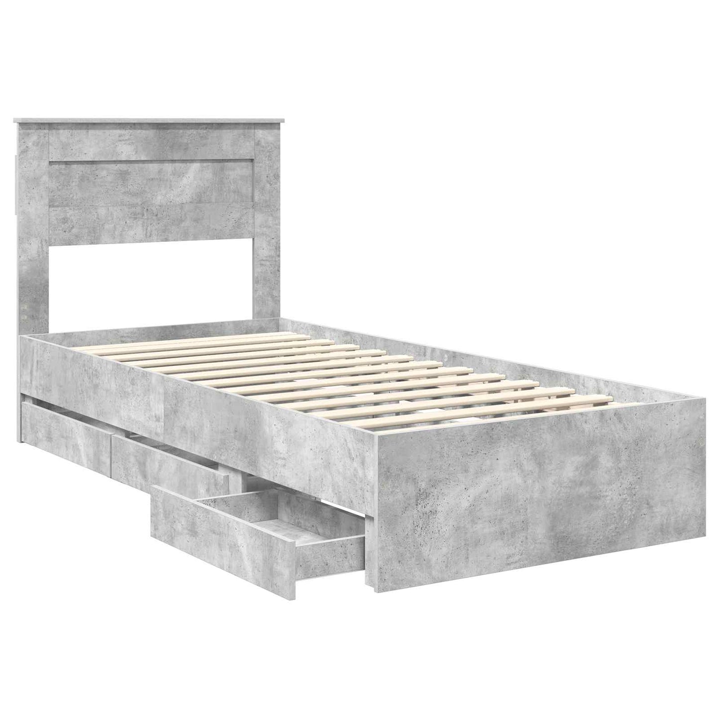 Bedframe met lade Beton Grijs 75 x 190 cm Ingenieurshout is nu te koop bij PeponiXL, paradijselijk wonen!
