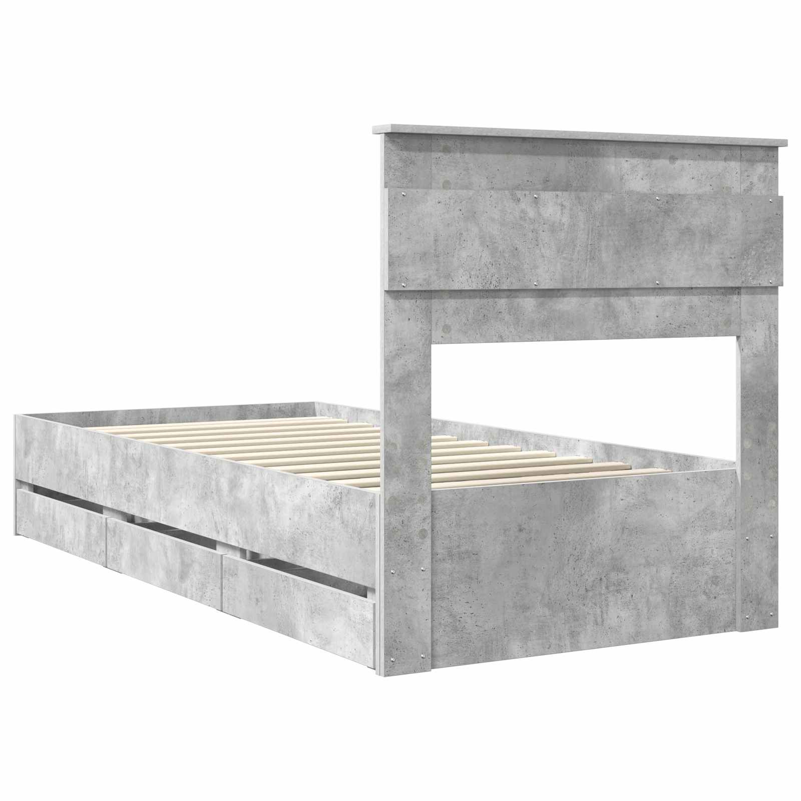 Bedframe met lade Beton Grijs 75 x 190 cm Ingenieurshout is nu te koop bij PeponiXL, paradijselijk wonen!