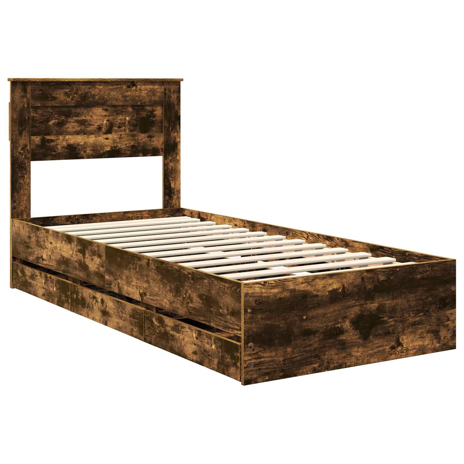 Bedframe met lade Gerookt eiken 75 x 190 cm Ingenieurshout is nu te koop bij PeponiXL, paradijselijk wonen!
