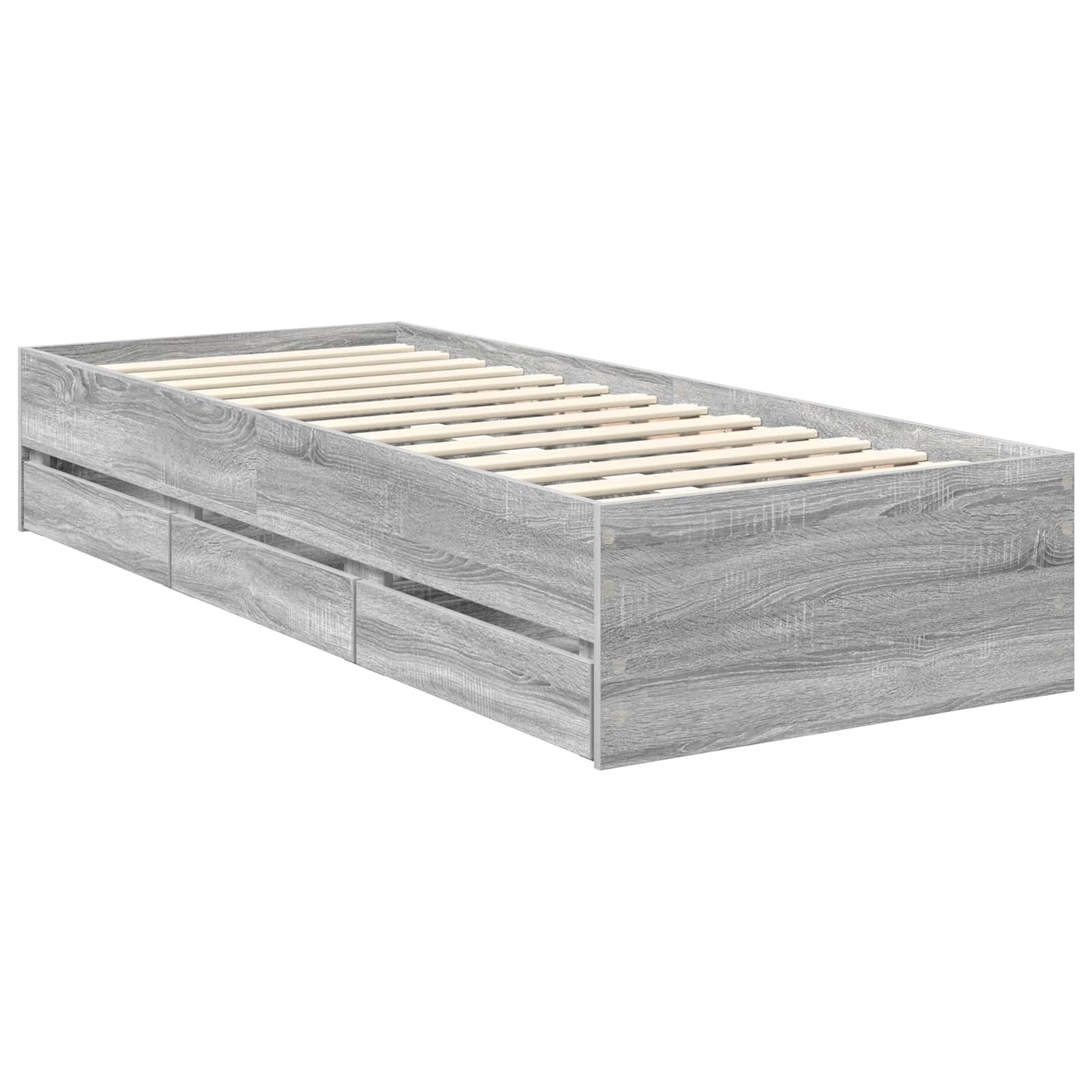 Bedframe met lade Grijs Sonoma 75 x 190 cm Ingenieurshout is nu te koop bij PeponiXL, paradijselijk wonen!